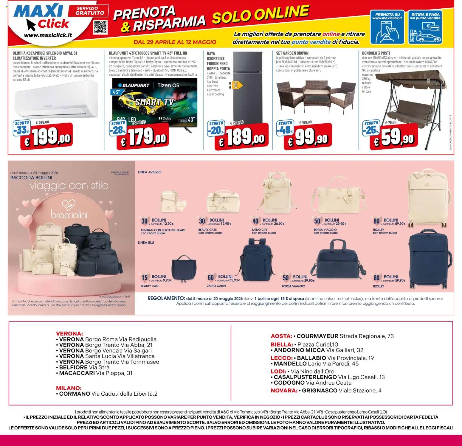 Volantino A&O del 29.04.2026 | Pagina: 16 | Prodotti: smart TV, Dondolo, Borsa, Trolley