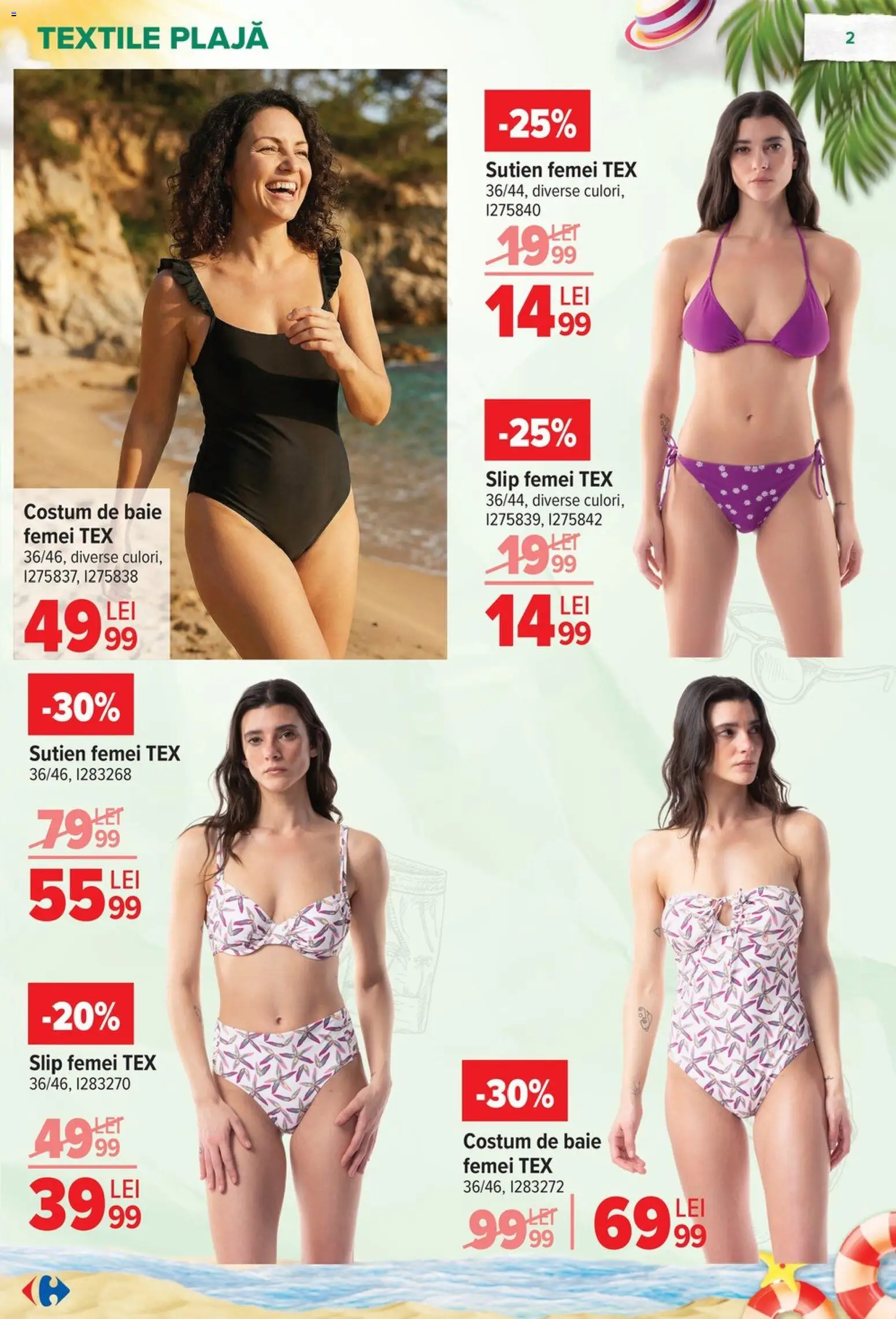 Noul catalog Carrefour – valabil de la 17.06.2026 | Pagină: 2 | Produse: Sutien, Costum de baie, Costum, Slip