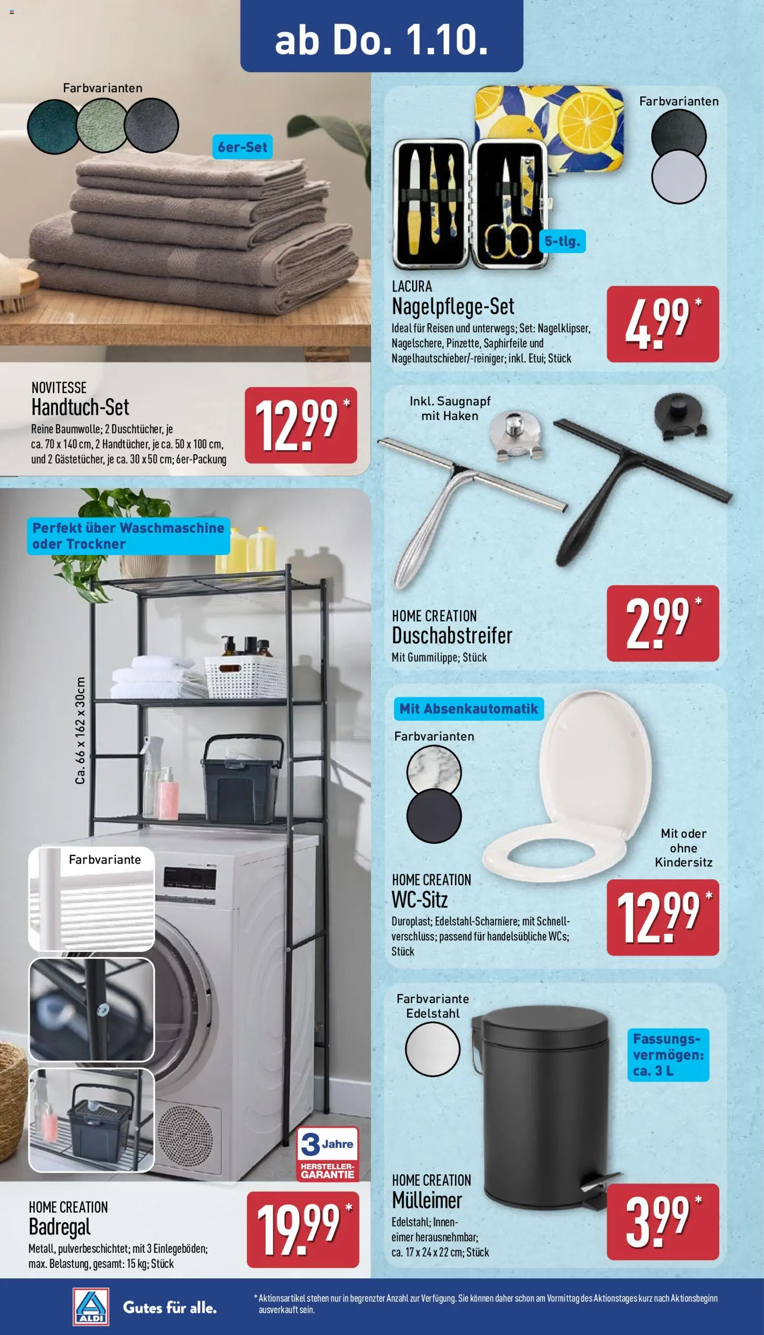 Aldi Prospekt – gültig ab 28.09.2026 | Seite: 13 | Produkte: Trockner, Waschmaschine, Badregal, Home creation