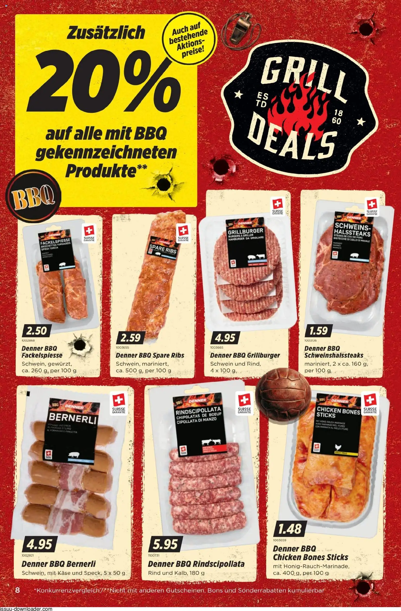 Denner aktionen – gültig ab 25.06.2026 | Seite: 8 | Produkte: Spare Ribs, Käse, Grill, Miele