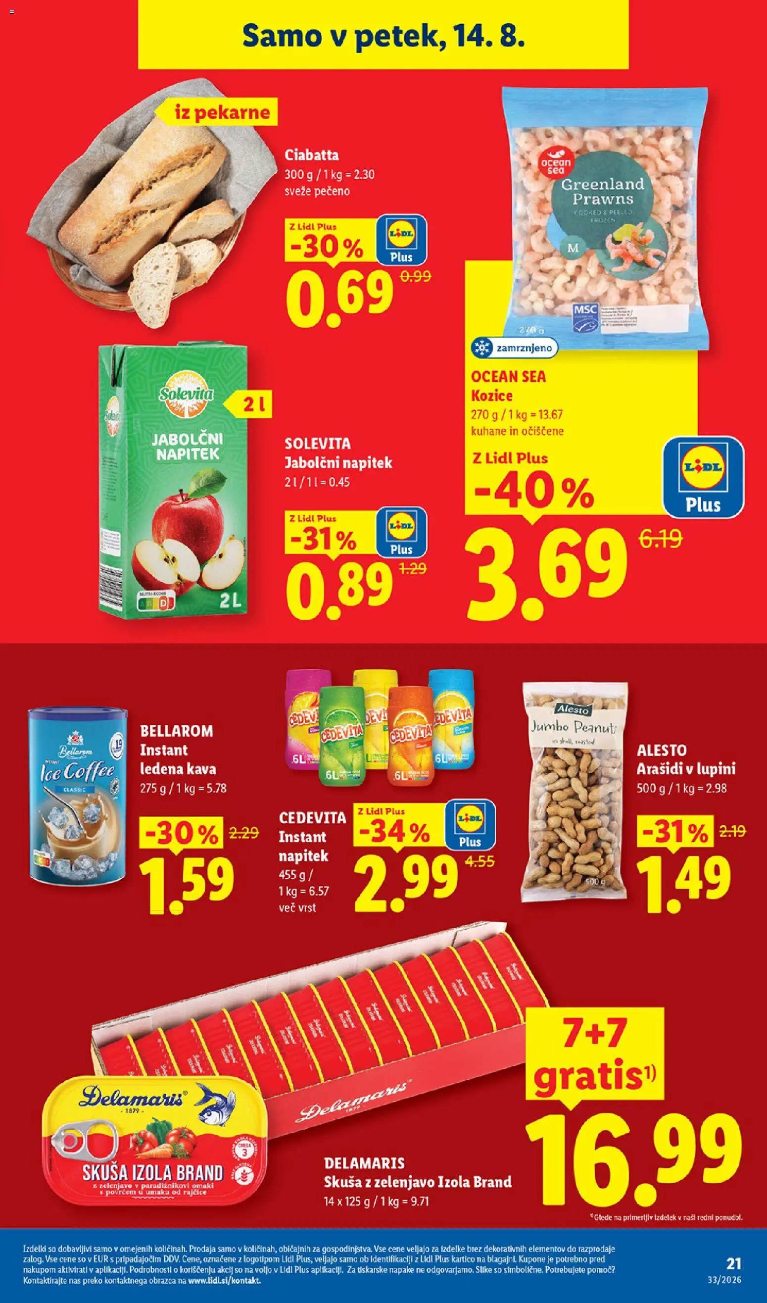 Novi Lidl katalog ponudbe – veljaven od 13.08.2026 | Stran: 37 | Izdelki: Kozice, Arašidi, Ciabatta, Kava
