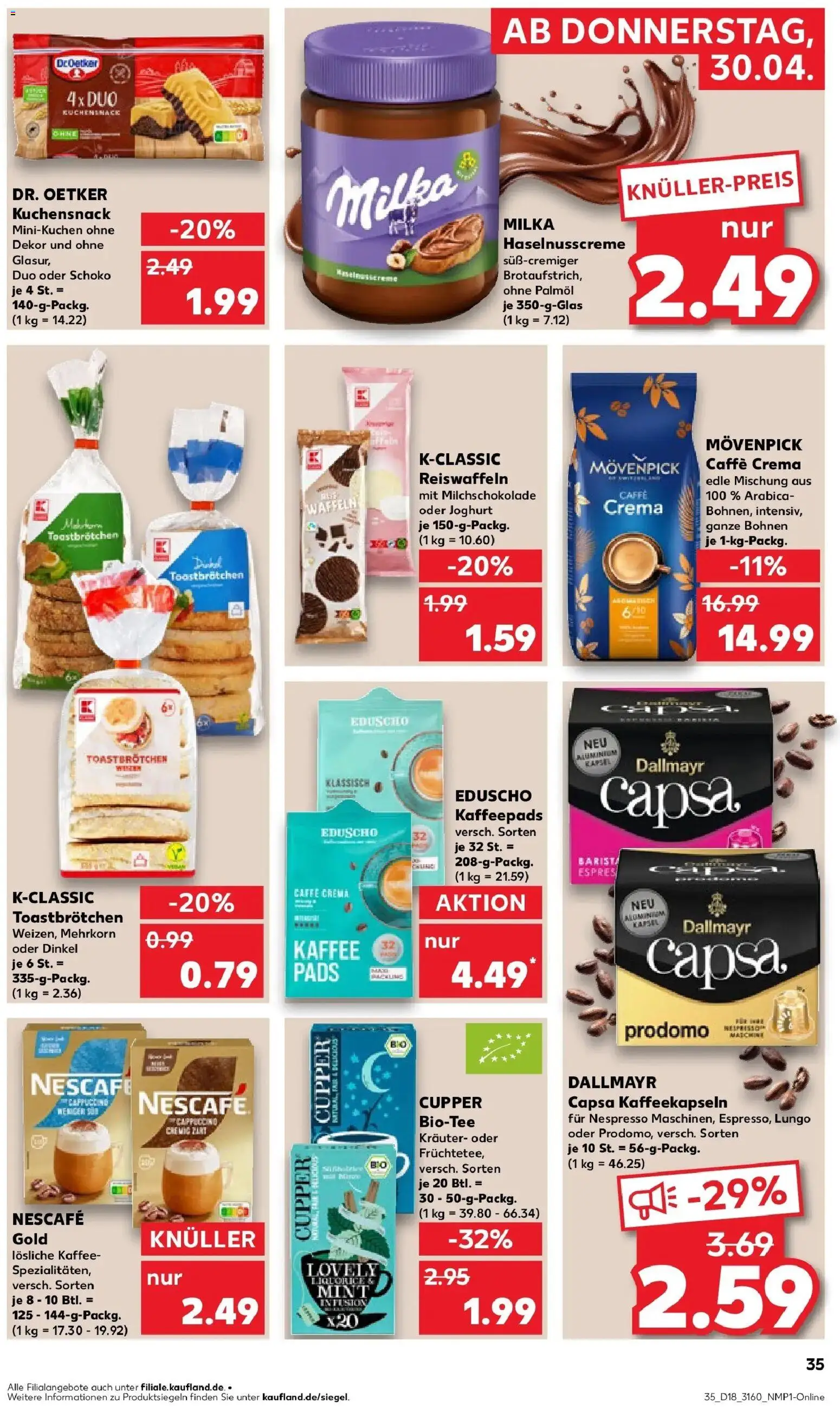 Prospekt Kaufland ab 30.04.2026 » Angebote Online zum Blättern | Seite: 37 | Produkte: Kaffeepads, Kaffee, Waffeln, Eduscho