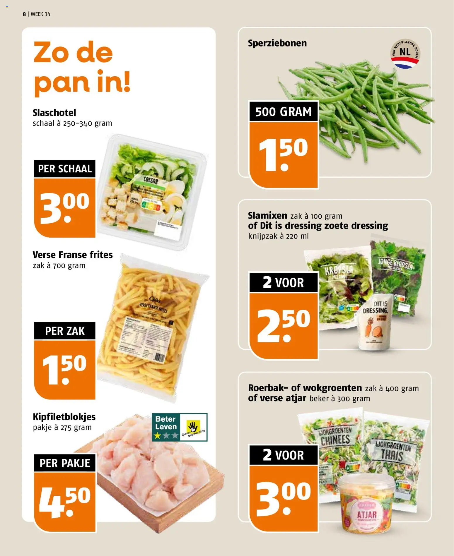 {H1} | Pagina: 8 | Producten: Pan, Schaal, Zak, Dressing