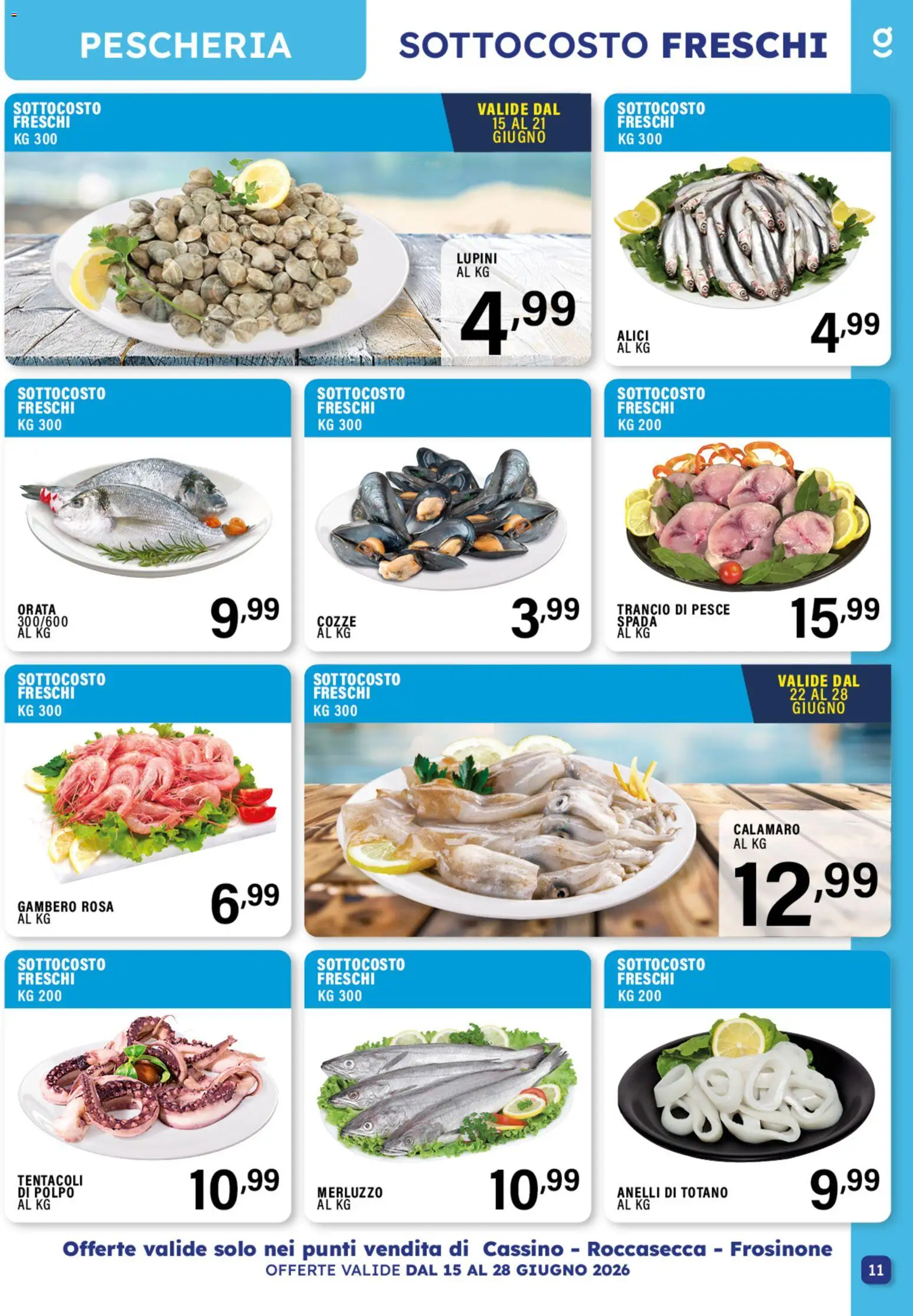 Volantino GECOP del 15.06.2026 | Pagina: 11 | Prodotti: Lupini, Merluzzo, Cozze, Orata