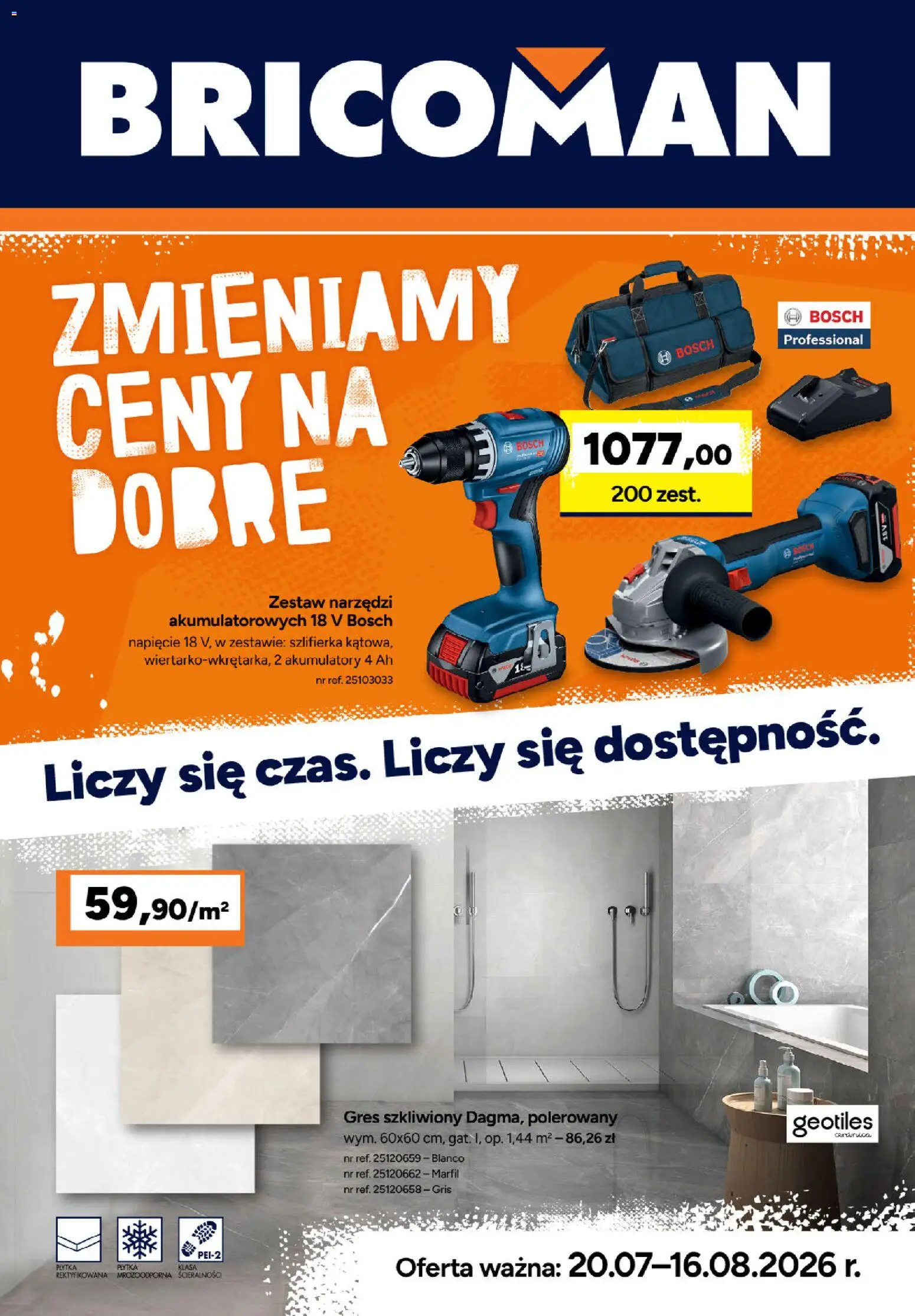 Bricoman gazetka od 20.07.2026 | Strona: 1 | Produkty: Zestaw narzędzi, Szlifierka