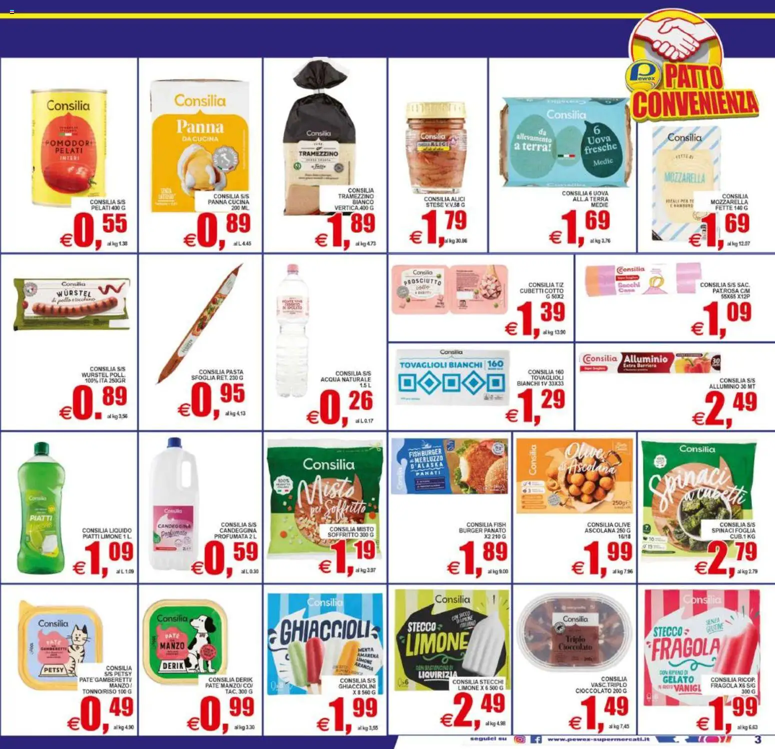 Volantino Pewex del 29.05.2026 | Pagina: 3 | Prodotti: Pasta, Spinaci, Arancia, Menta