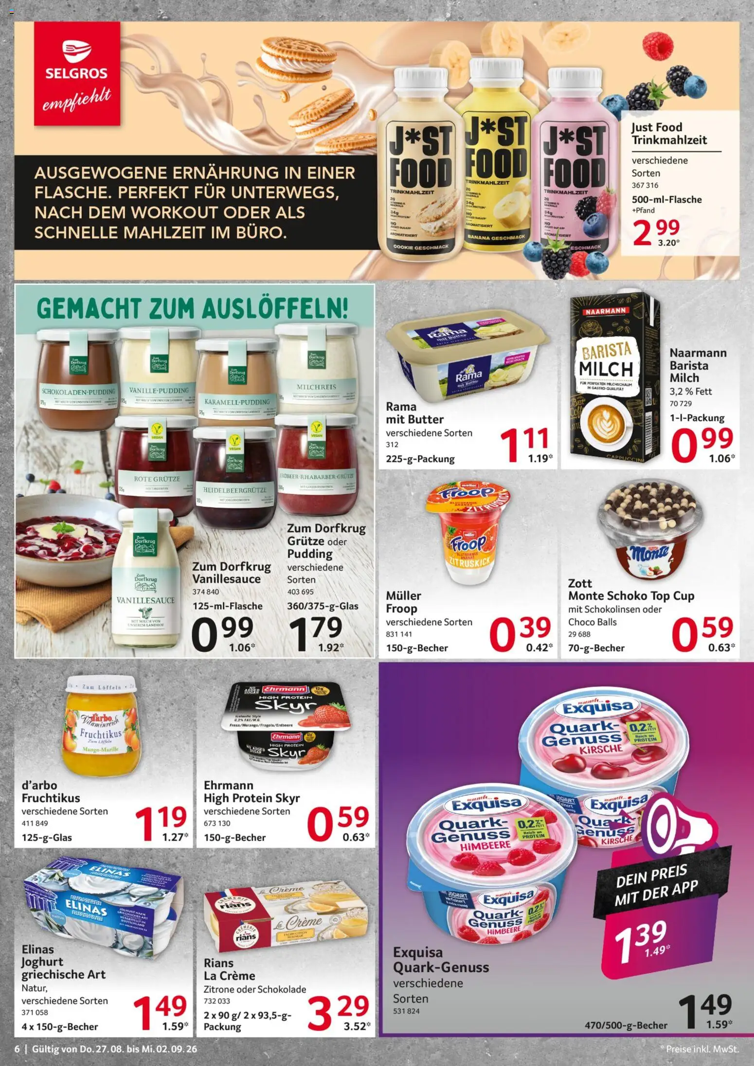 Selgros Prospekt – gültig ab 27.08.2026 | Seite: 6 | Produkte: Butter, Schokolade, Creme, Exquisa
