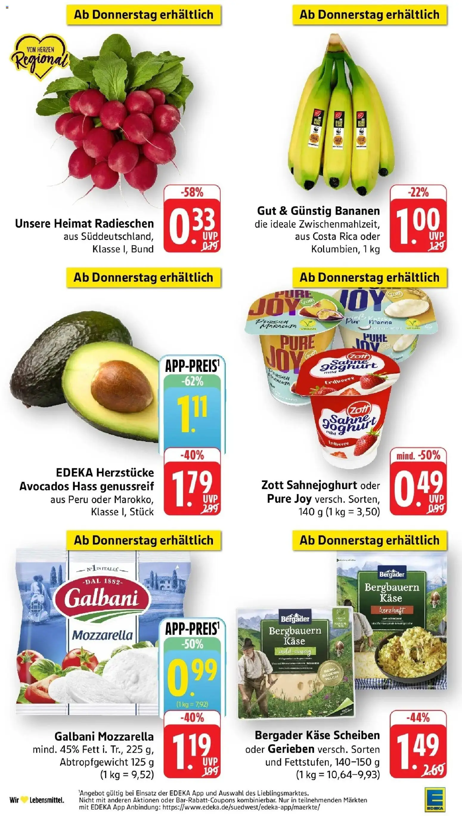 E center Prospekt Reutlingen (ab 24.08.2026) zum Blättern | Seite: 40 | Produkte: Käse, Mozzarella, Bananen, Sahne
