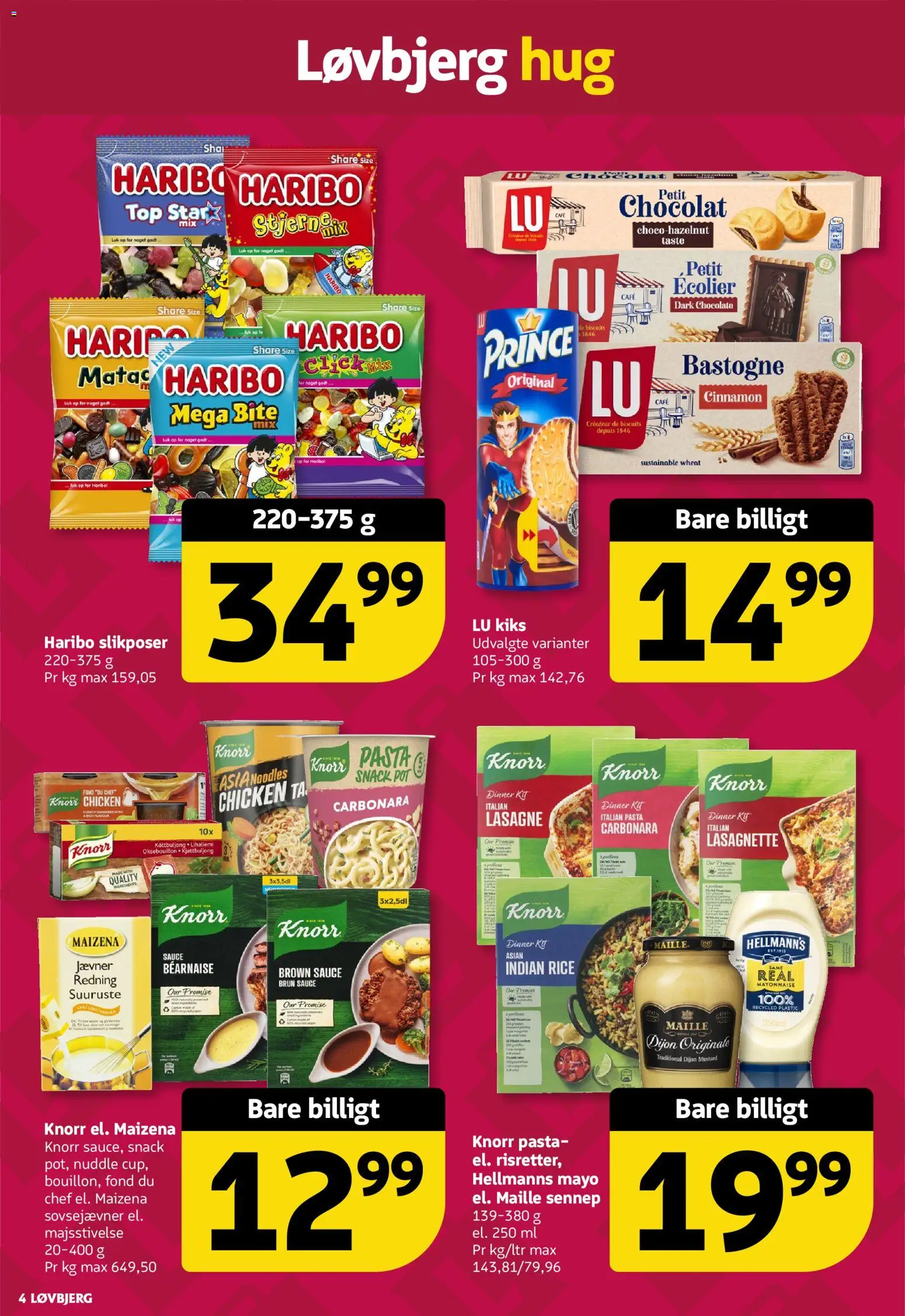 Løvbjerg tilbudsavis – gyldig fra 17/07/2026 | Side: 4 | Produkter: Kiks, Pasta, Sennep, Lasagne