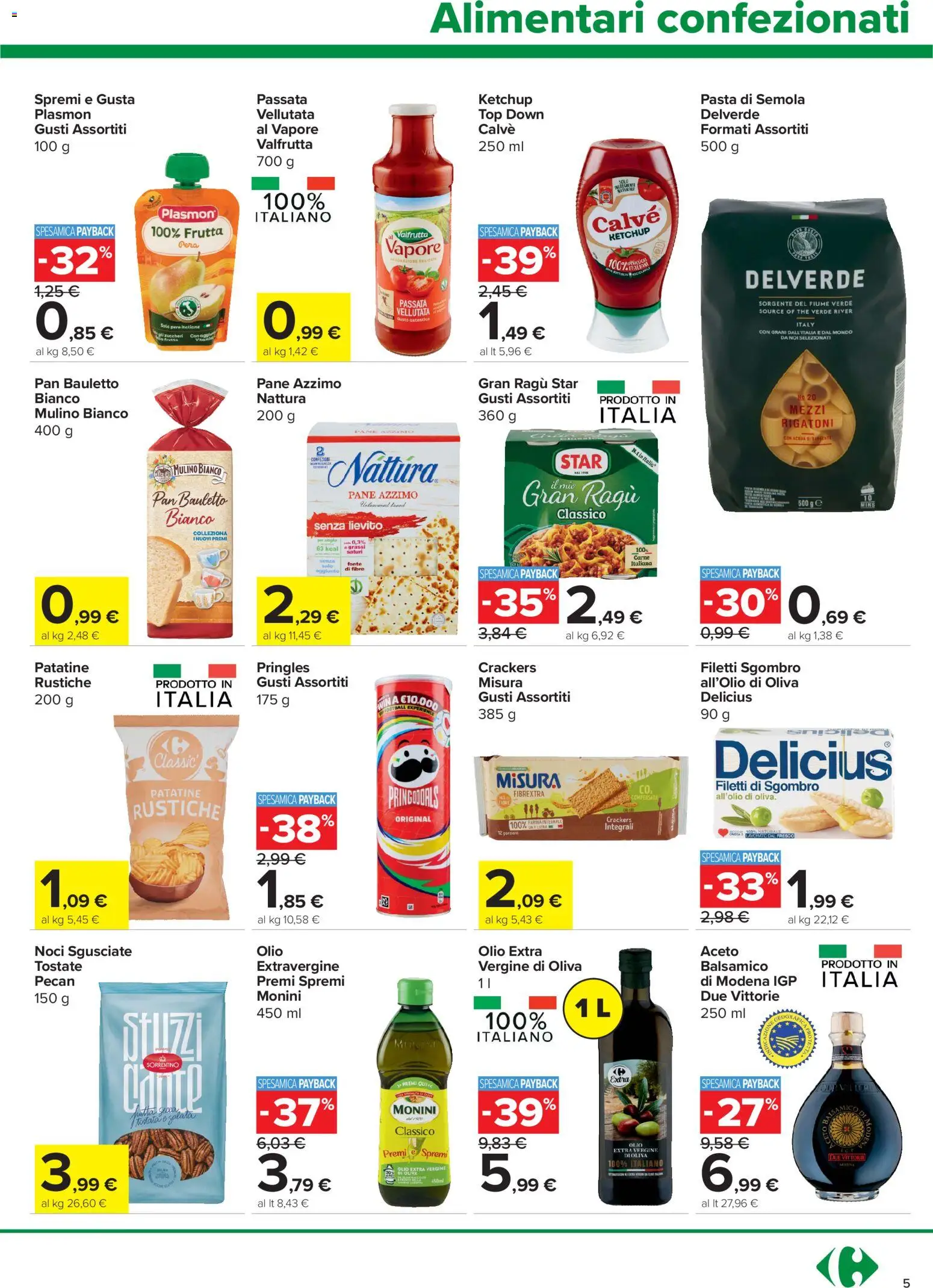 Volantino Carrefour del 24/09/2026 | Pagina: 5 | Prodotti: Patatine, Pera, Aceto, Carne