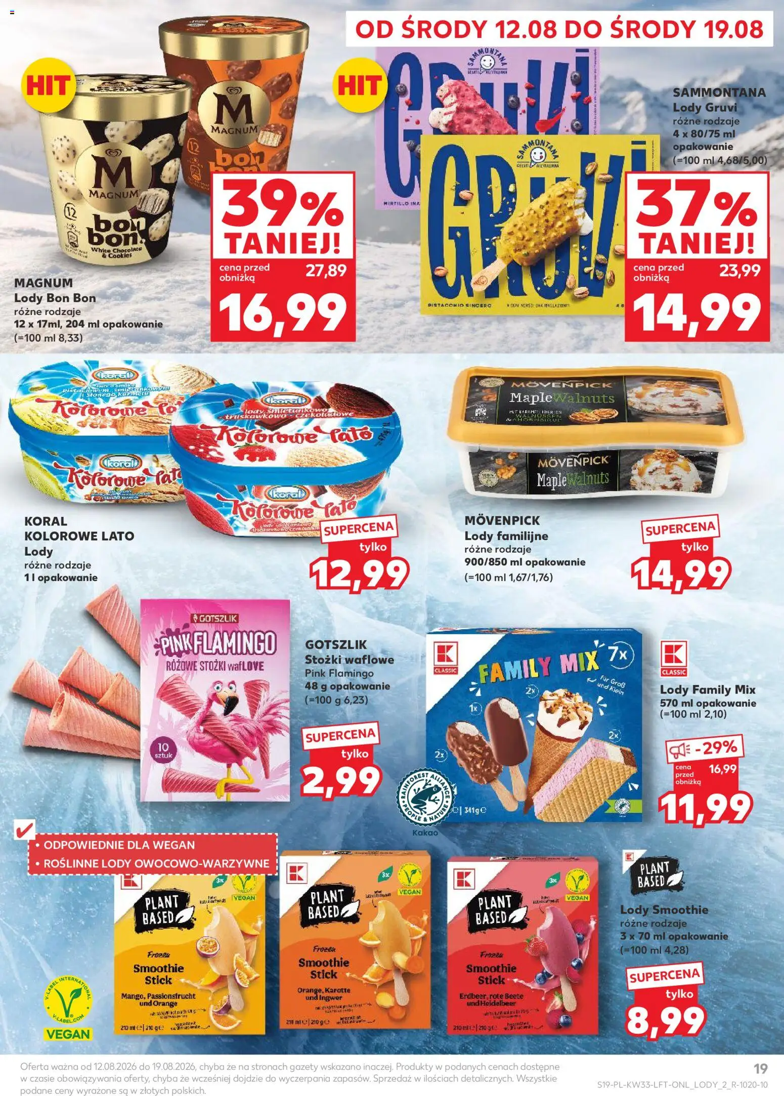 Kaufland gazetka od 12.08.2026 | Strona: 19 | Produkty: Kakao, Smoothie, Magnum, Lody