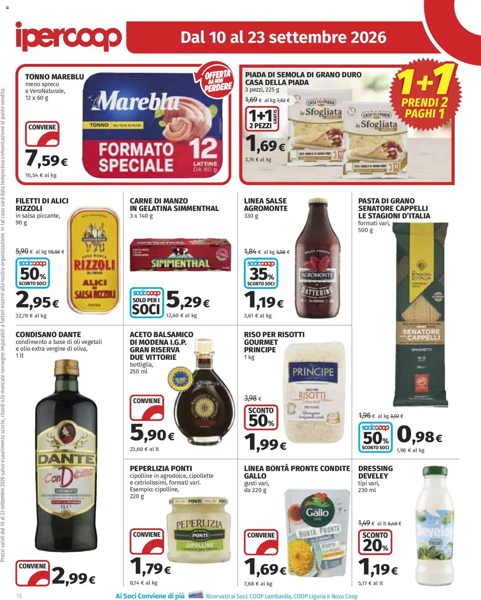 Volantino Ipercoop del 10/09/2026 | Pagina: 18 | Prodotti: Olio, Data, Aceto, Olio extra vergine