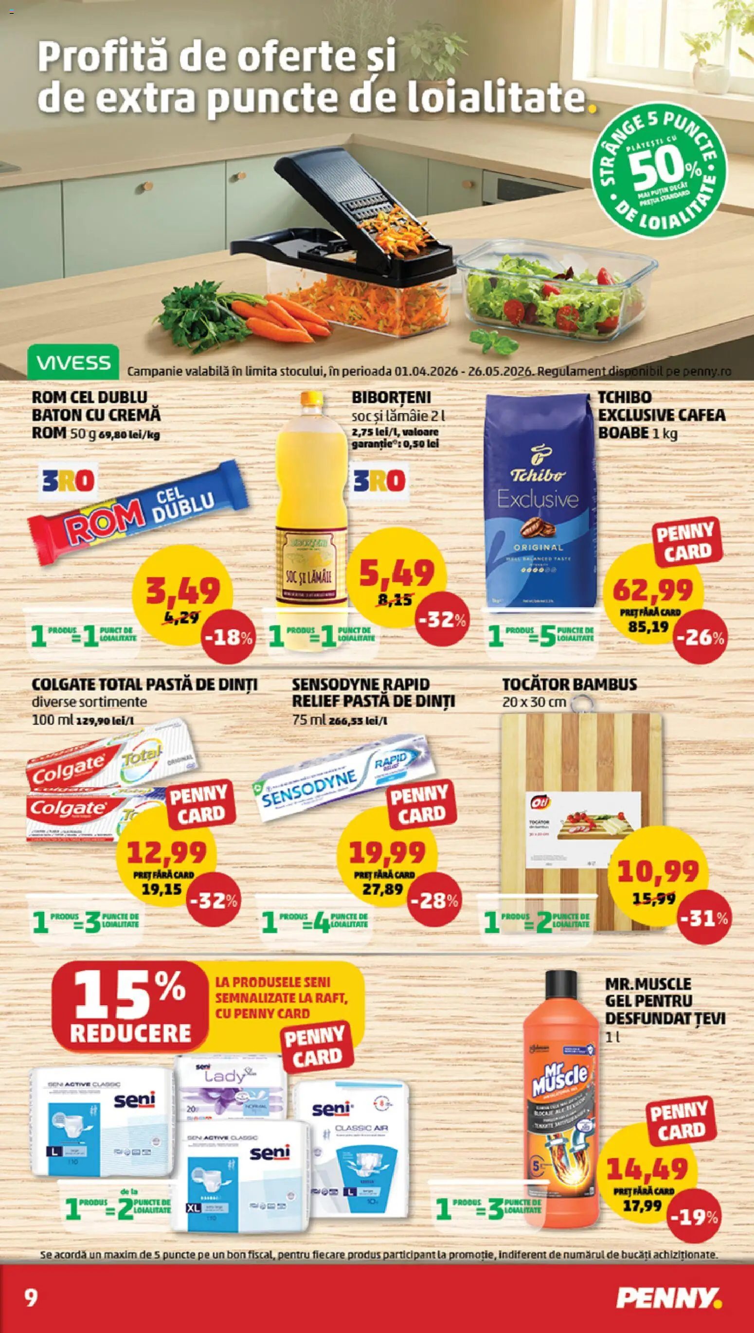 Noul catalog PENNY – valabil de la 13.05.2026 | Pagină: 9 | Produse: Tocător, Cafea, Rom, Lămâie