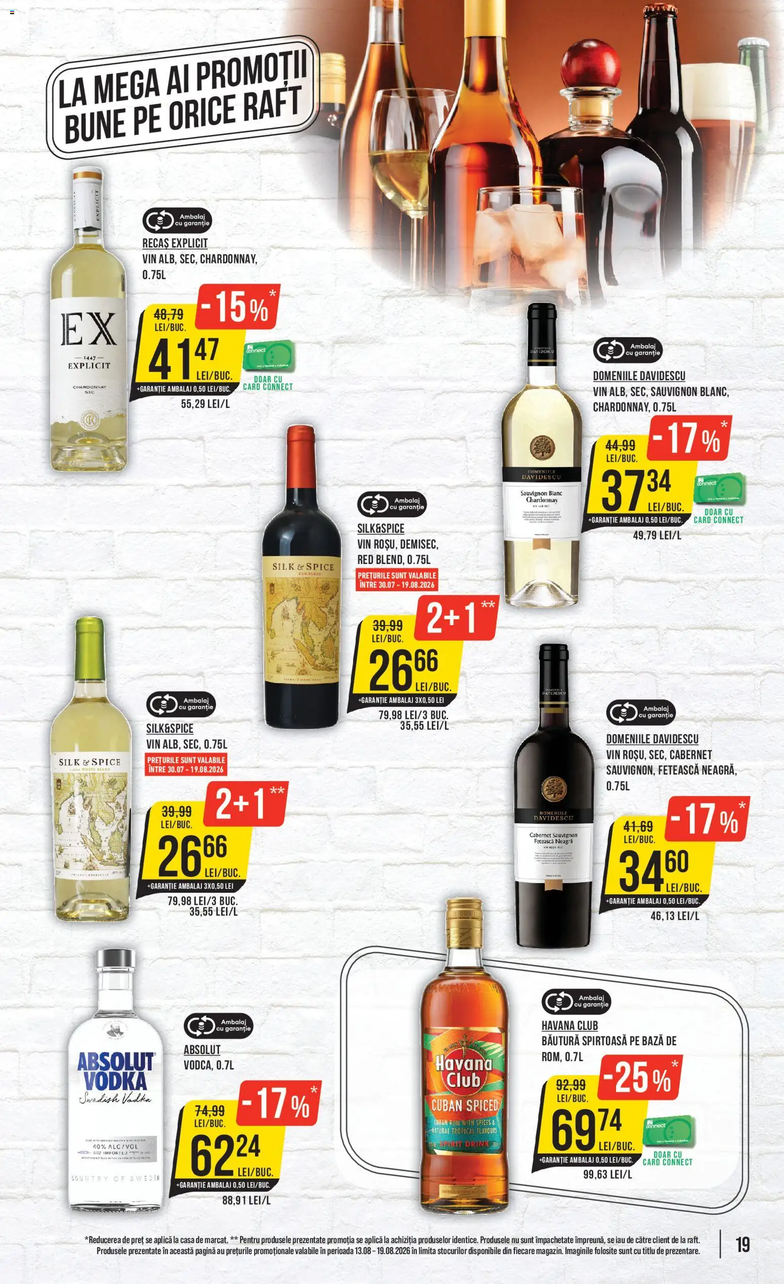 Noul catalog Mega Image – valabil de la 13.08.2026 | Pagină: 19 | Produse: Aplică, Raft, Absolut, Vin