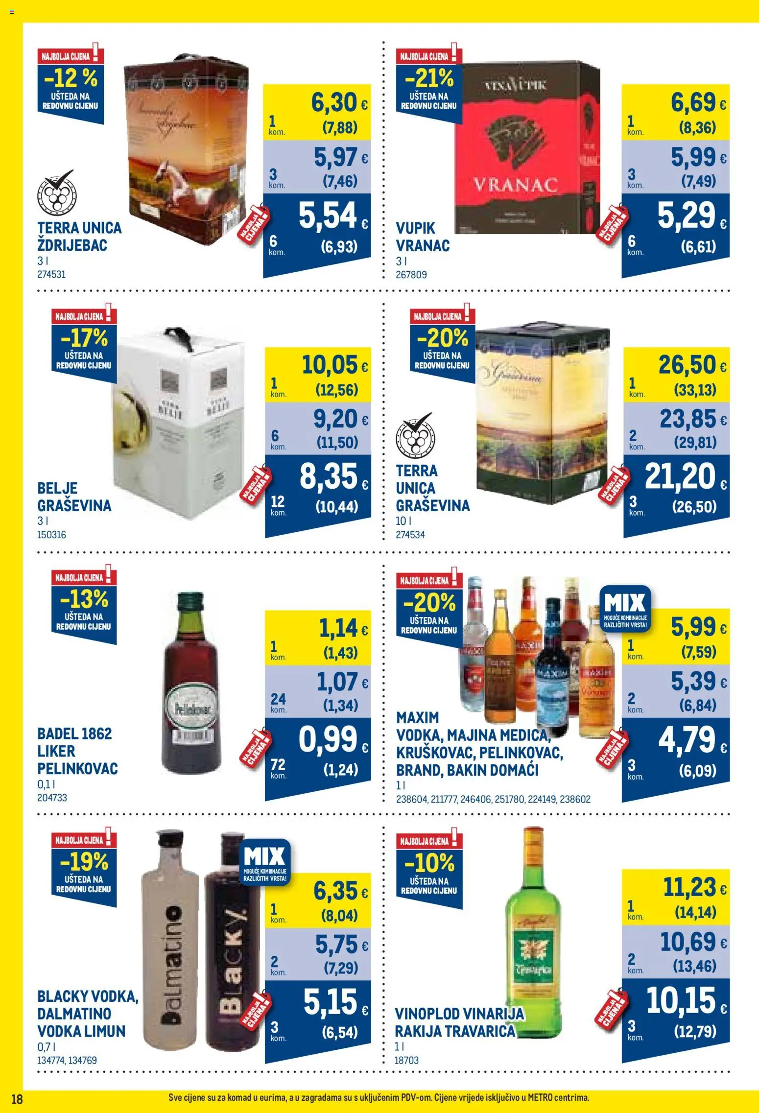 Metro katalog | vrijedi od 03.08.2026 | Stranica: 18 | Proizvodi: Pelinkovac, Liker, Limun, Vodka