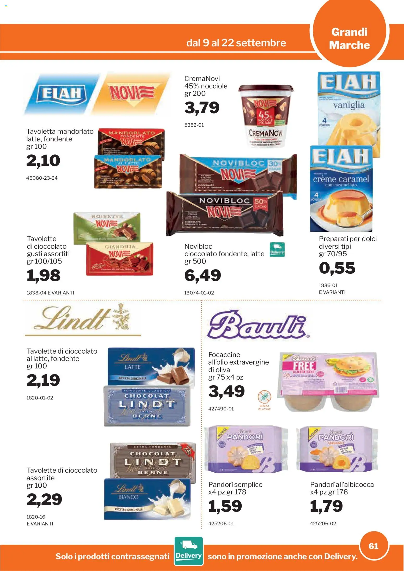 Volantino Sogegross del 09/09/2026 | Pagina: 61 | Prodotti: Senza glutine, Latte, Nocciole, Dolci