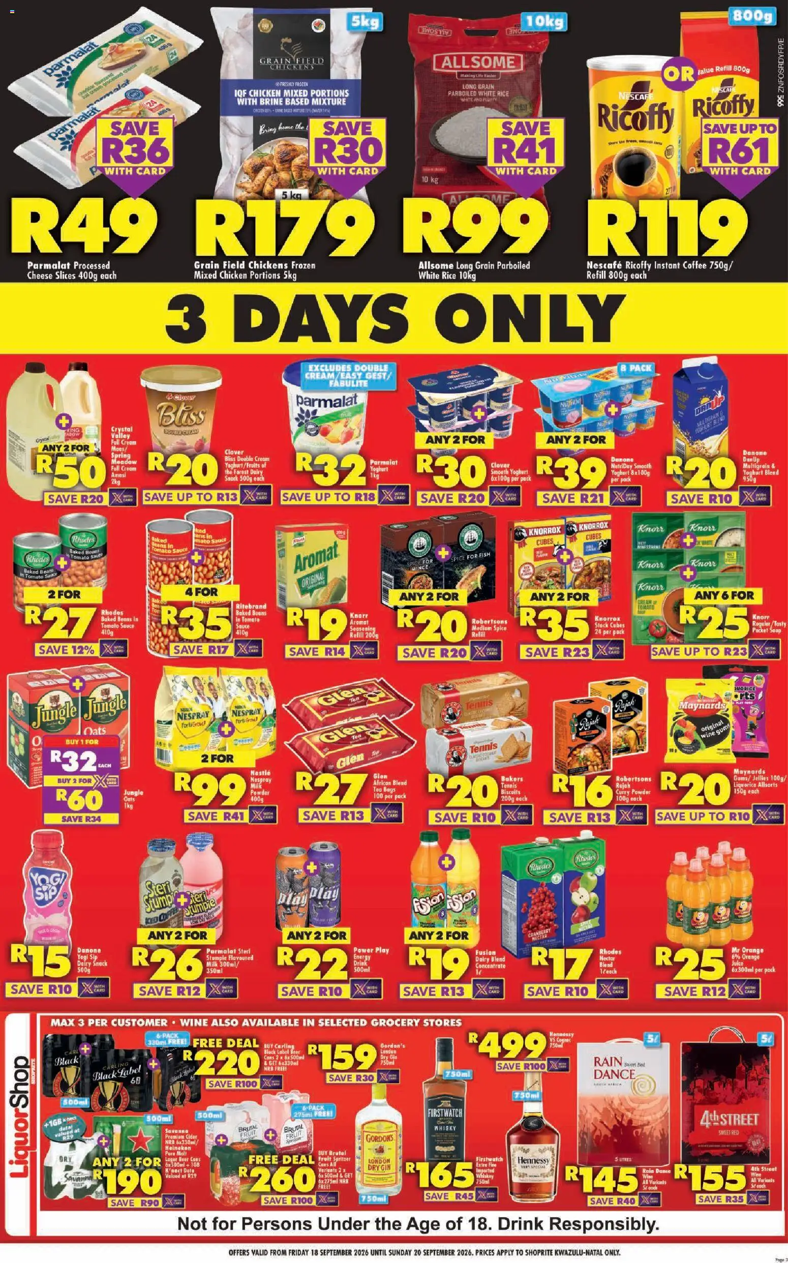 New Shoprite catalogue – valid from 18/09/2026 | Page: 3 | Products: Yoghurt, Cheese, Soup, Dairy blend
