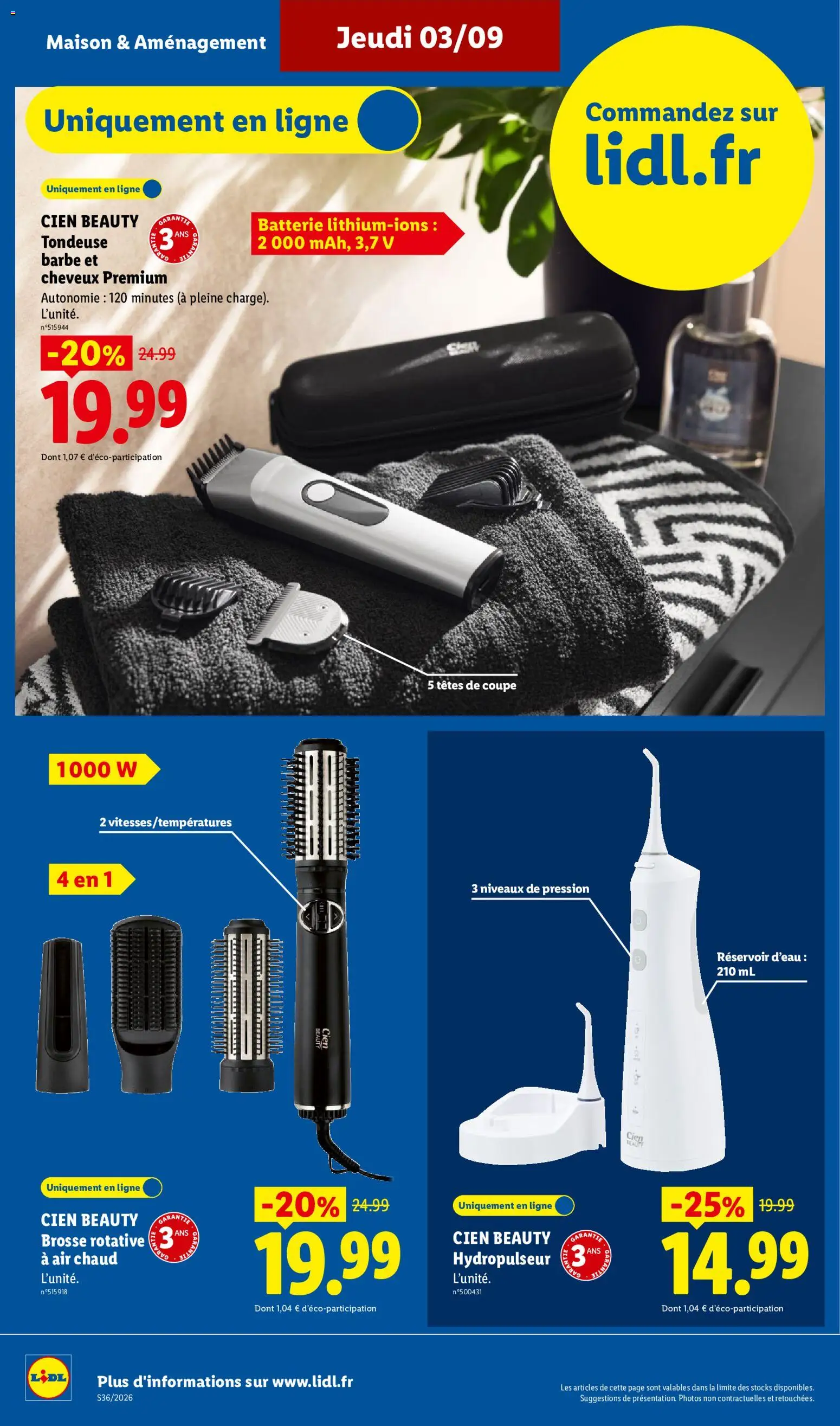{H1} | Page: 38 | Produits: Tondeuse, Hydropulseur, Brosse rotative a air chaud, Réservoir d'eau