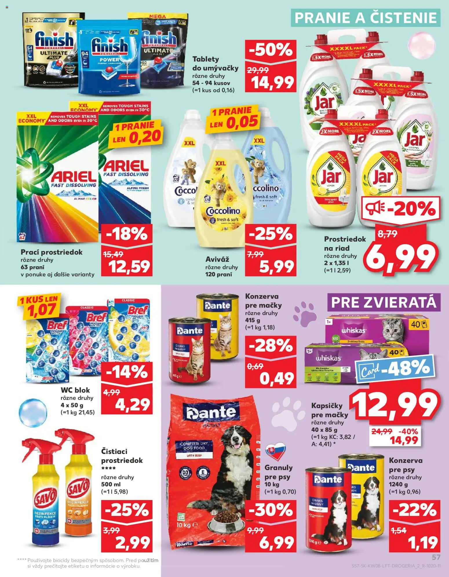 Kaufland SK akciós ujság - amely érvényes a következő dátumtól: 2026.02.19. | Oldal: 57 | Termékek: Ariel, Coccolino, Whiskas, WC