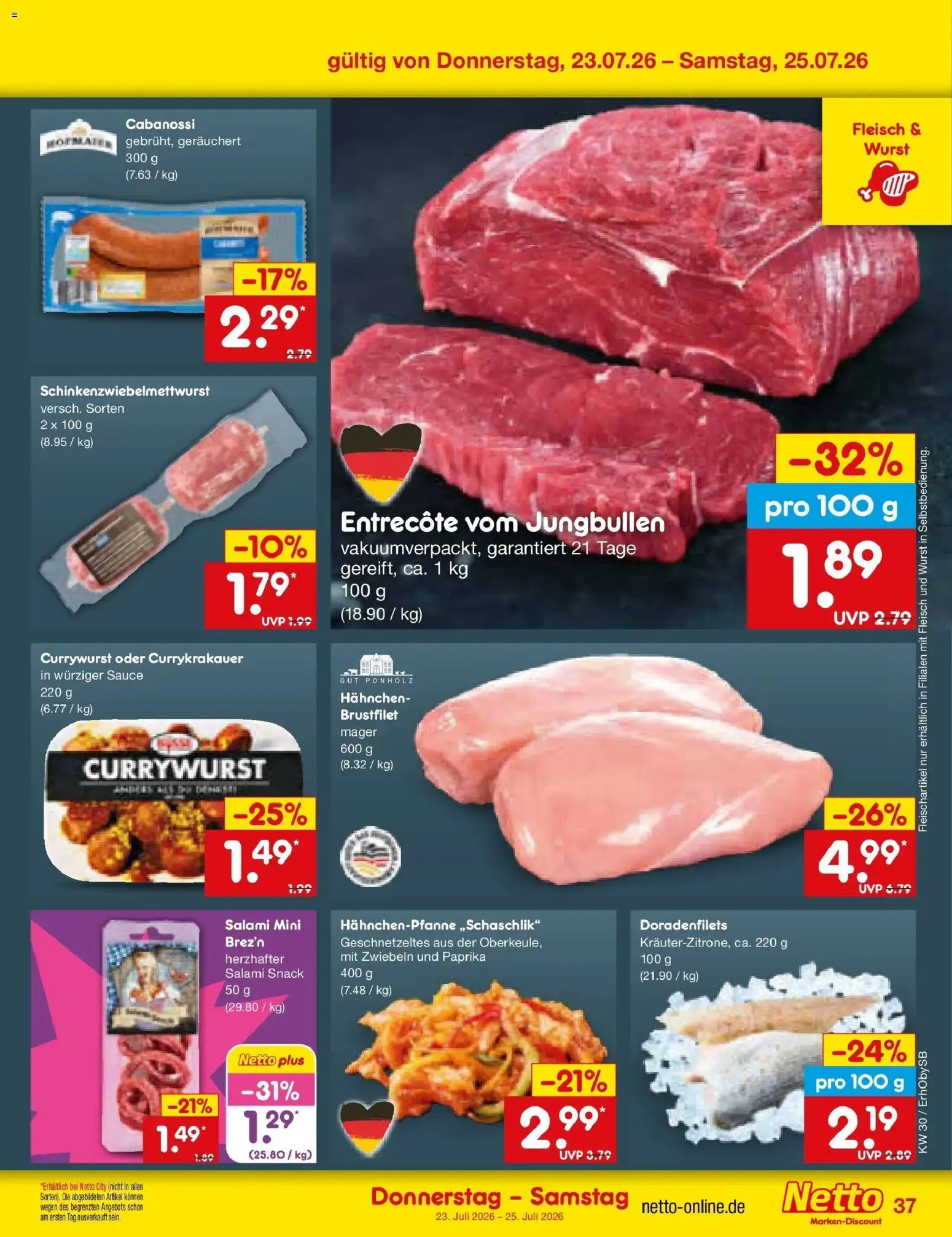 Netto Marken-Discount Prospekt Mauern – gültig ab 20.07.2026 | Seite: 61 | Produkte: Hahnchen, Zwiebeln, Wurst, Fleisch