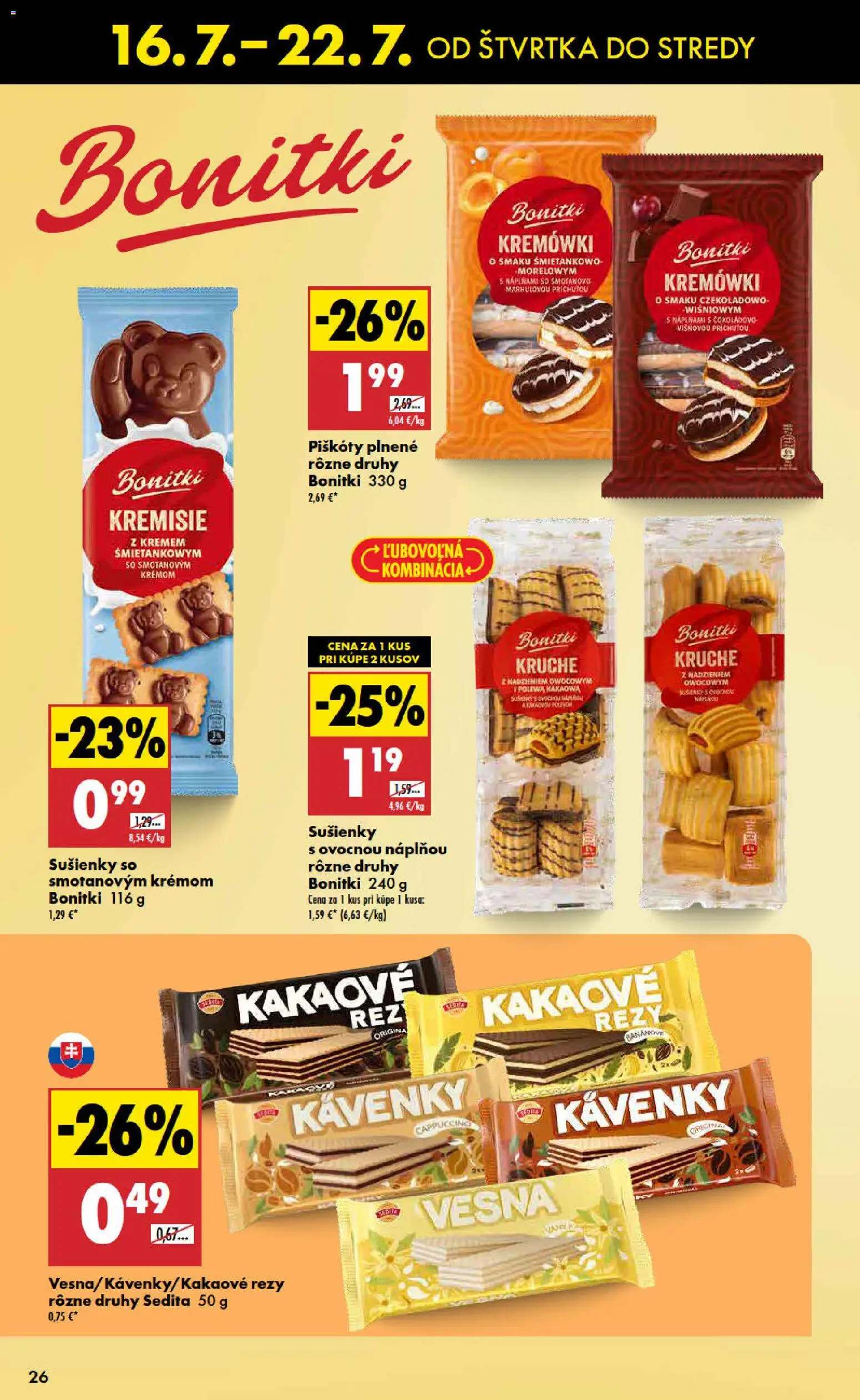 Nové Biedronka akcie – leták je platný od 16.07.2026 | Strana: 26 | Produkty: Piškóty, Sušienky, Cappuccino
