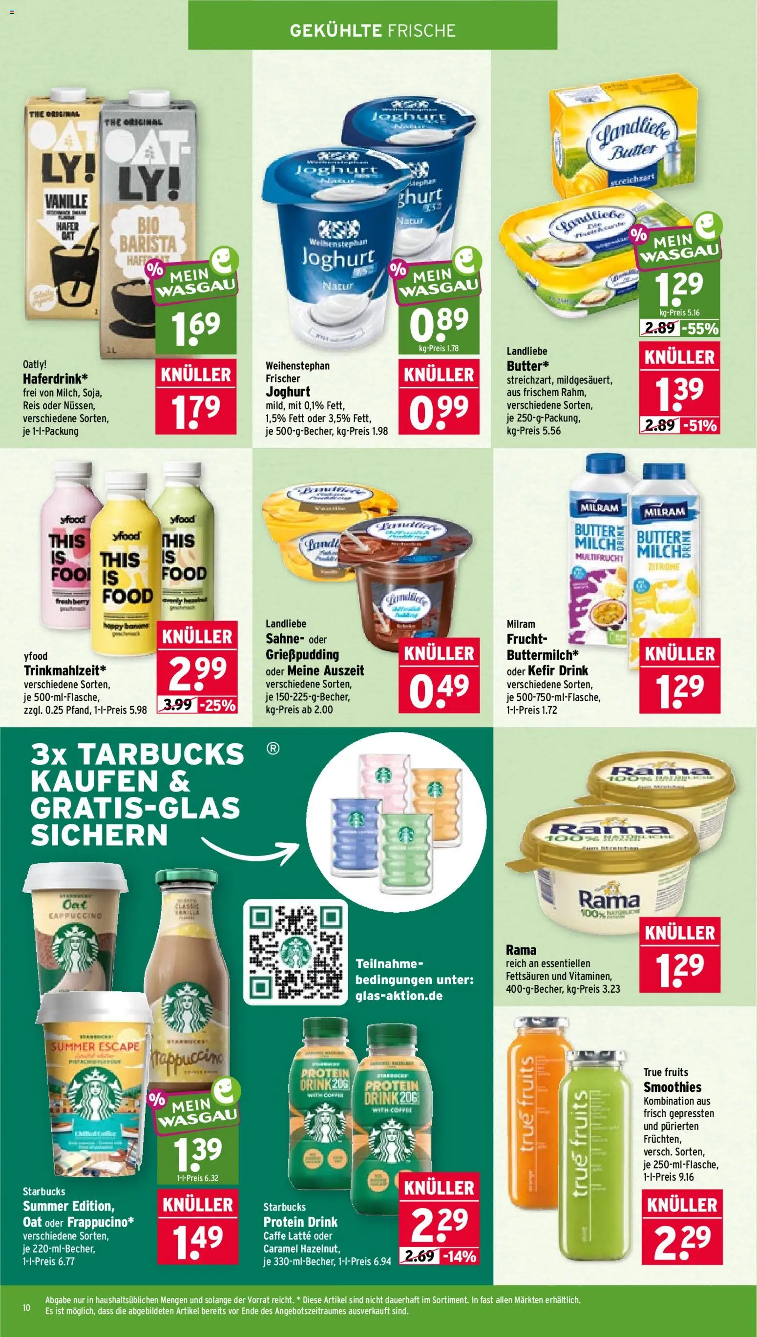 Wasgau Prospekt – gültig ab 13.07.2026 | Seite: 10 | Produkte: Butter, YFood, Oatly, Sahne