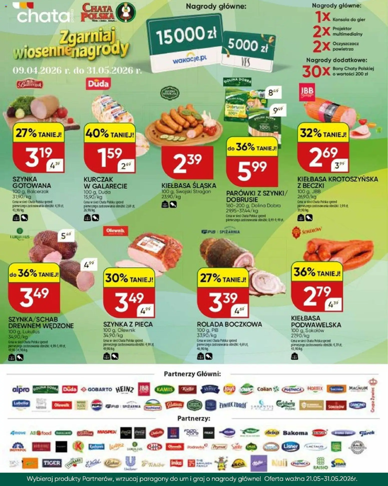 Chata Polska gazetka od 09.04.2026 | Strona: 3 | Produkty: Kiełbasa, Rolada, Parówki, Szynka