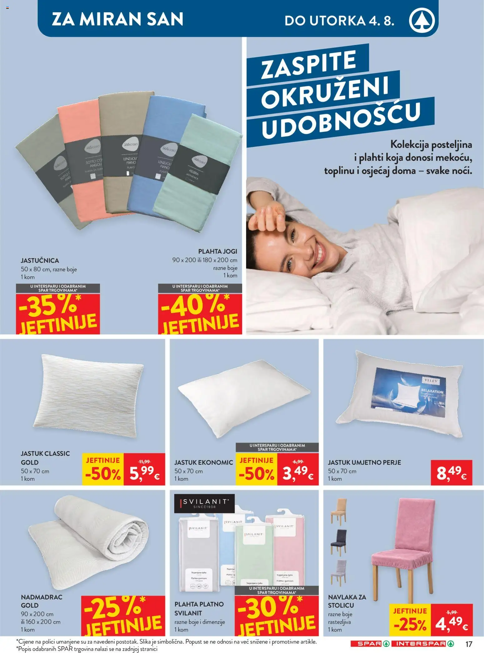 Spar katalog | vrijedi od 22.07.2026 | Stranica: 38 | Proizvodi: Jastuk, Jastučnica, Posteljina, Nadmadrac