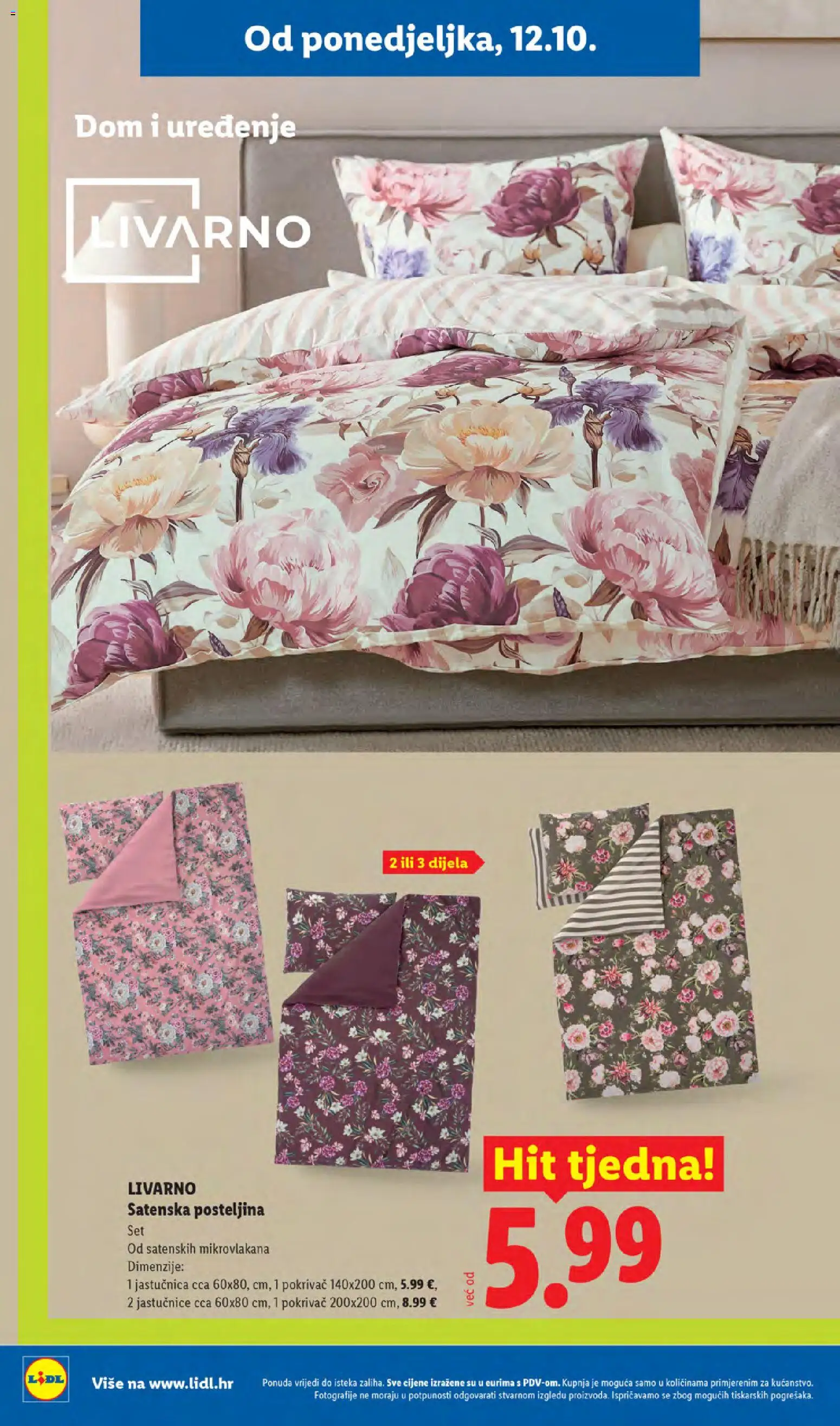 Lidl katalog | vrijedi od 12.10.2026 | Stranica: 28 | Proizvodi: Pokrivač, Jastučnica, Posteljina