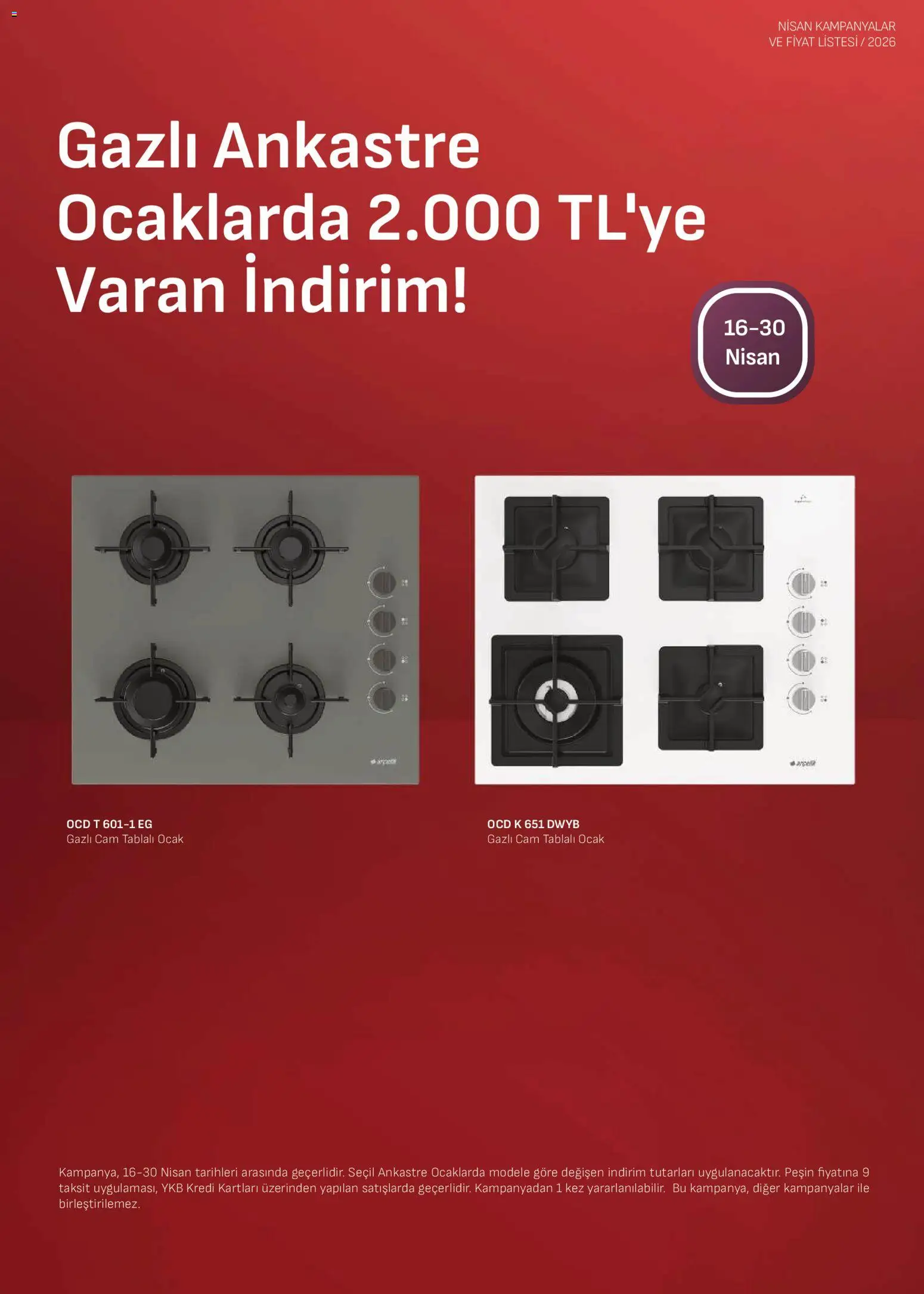 Arçelik - Ankastre Kataloğu - 16.04.2026 tarihinden itibaren geçerlidir | Sayfa: 3 | Ürünler: Ocak
