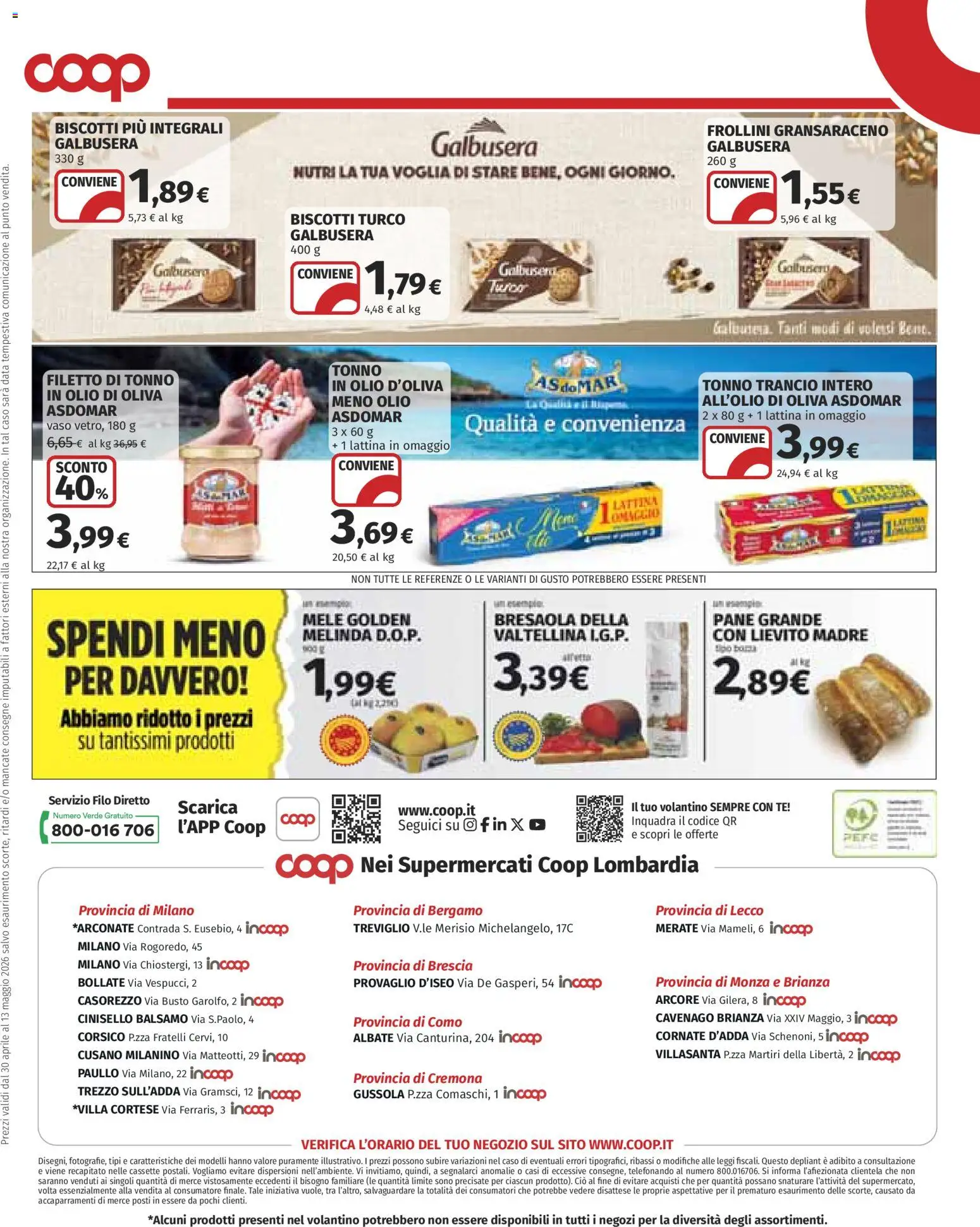 Volantino COOP del 30.04.2026 | Pagina: 8 | Prodotti: Pane, Mele, Biscotti, Vaso