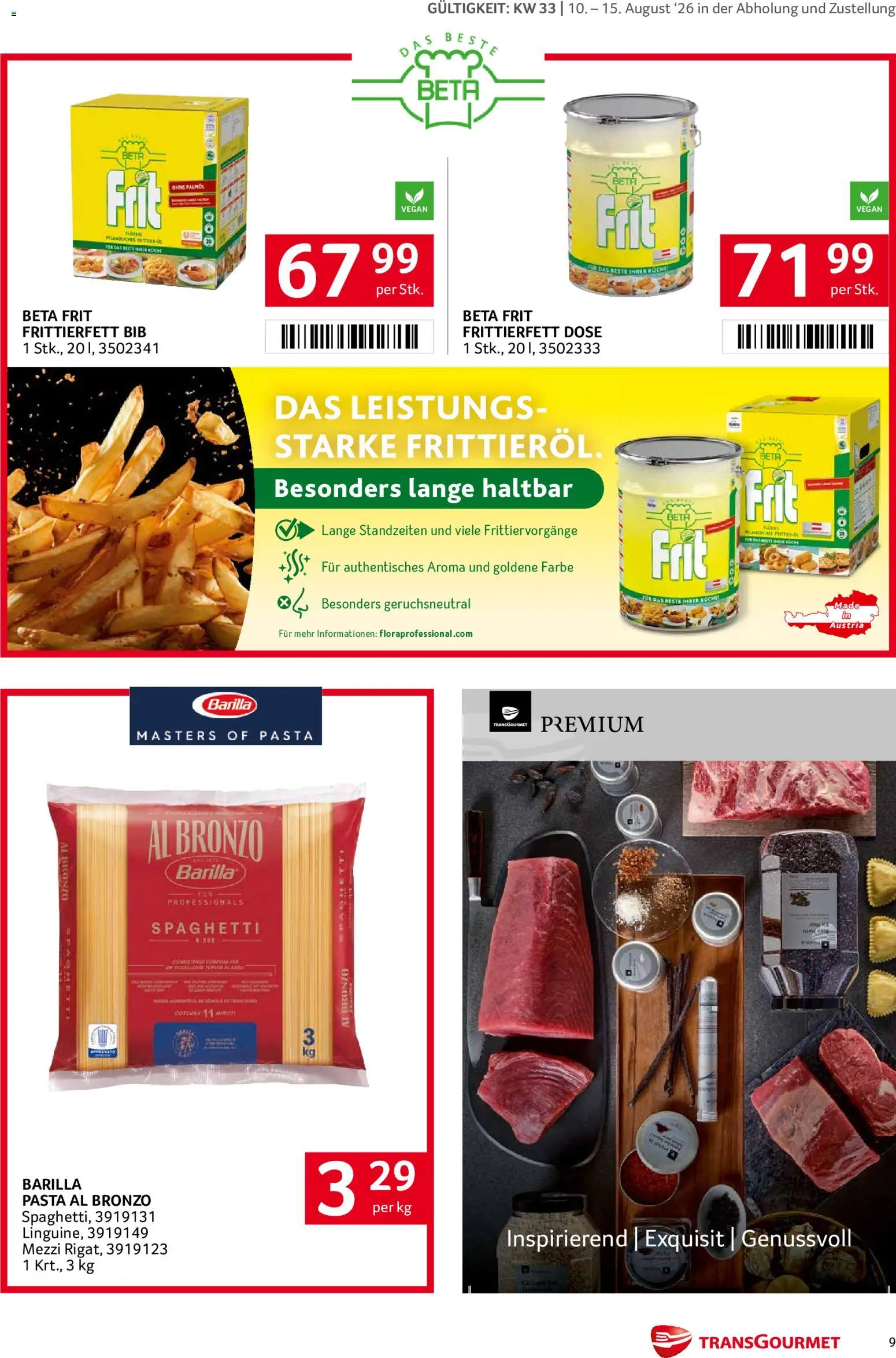 Transgourmet Markenfest Woche gültig ab 10.08.2026 | Seite: 9 | Produkte: Pasta, Hajdina liszt