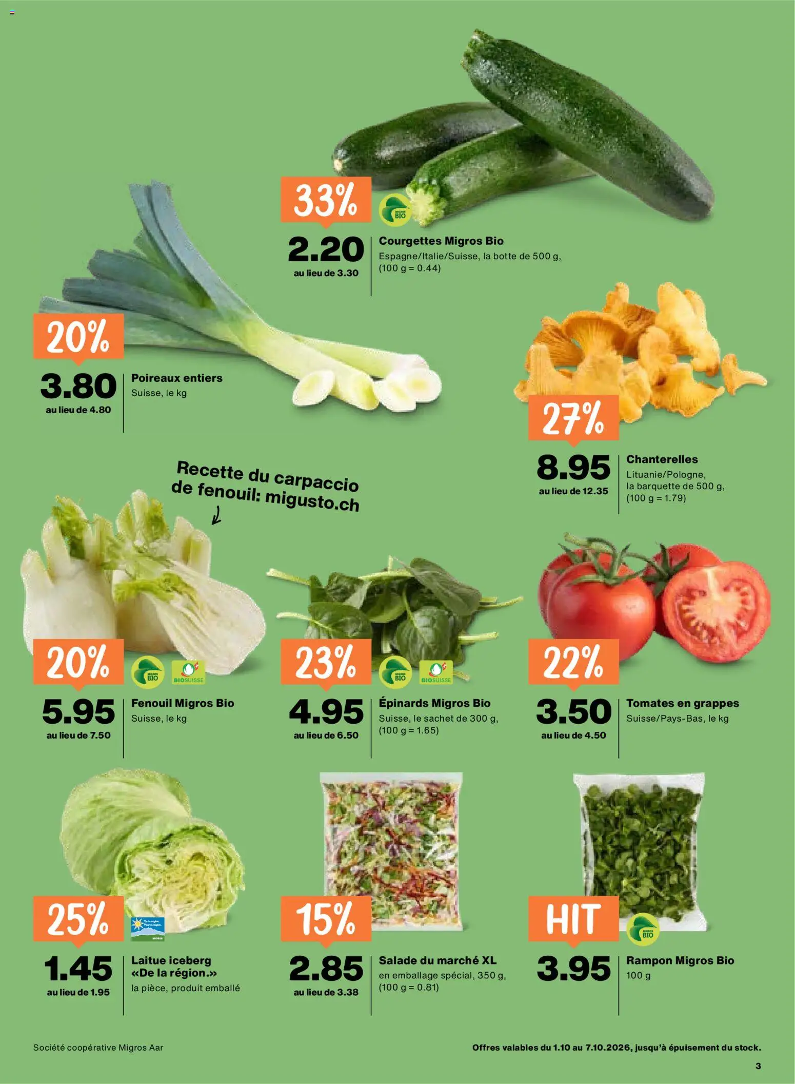 Migros aktionen FR – gültig ab 01.10.2026 | Seite: 3 | Produkte: Zucchini