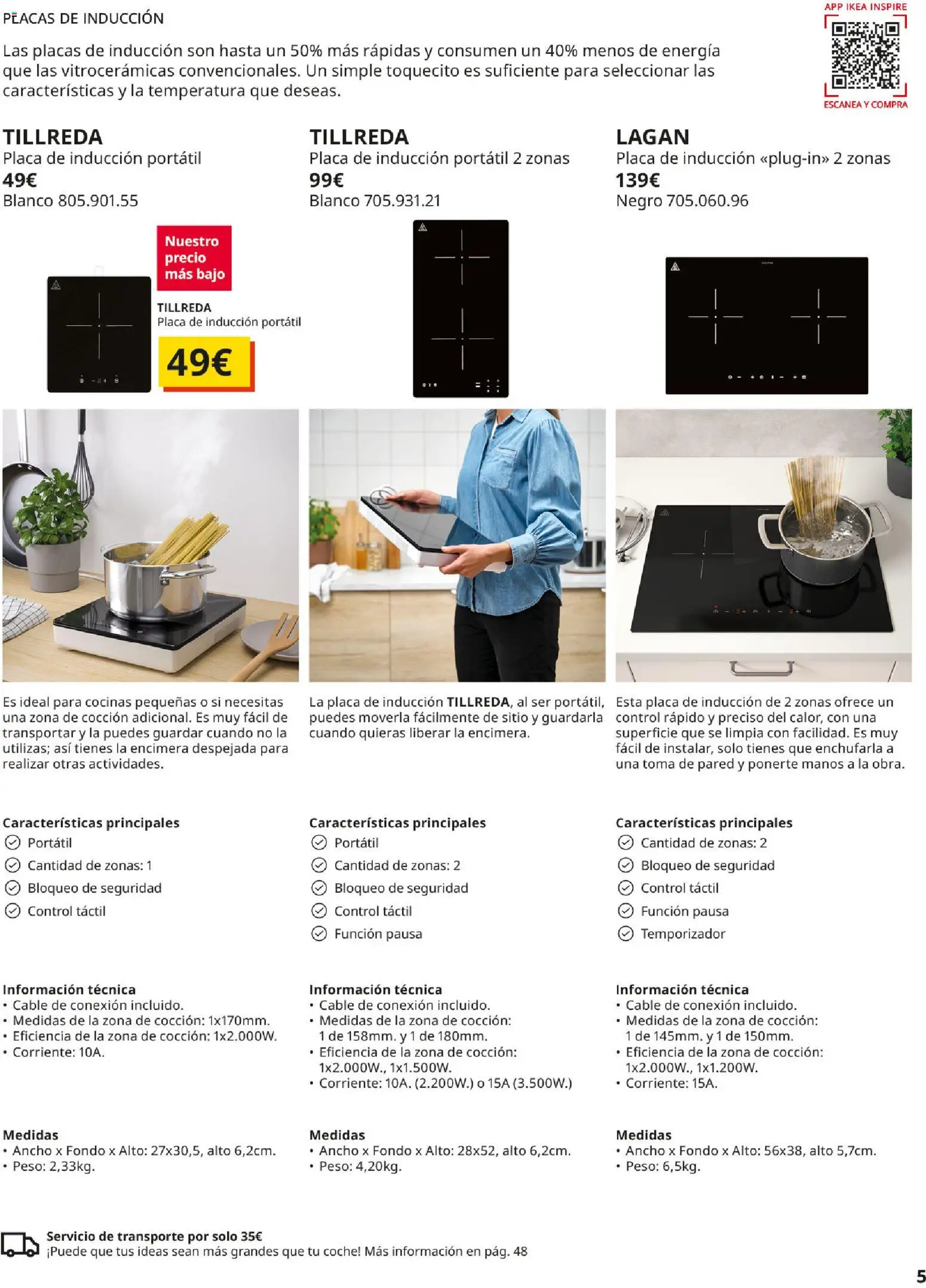 IKEA - Electrodomésticos │ válido desde el 01/09/2026 | Página: 5 | Productos: Placa de inducción, Portátil, Cable, Peso