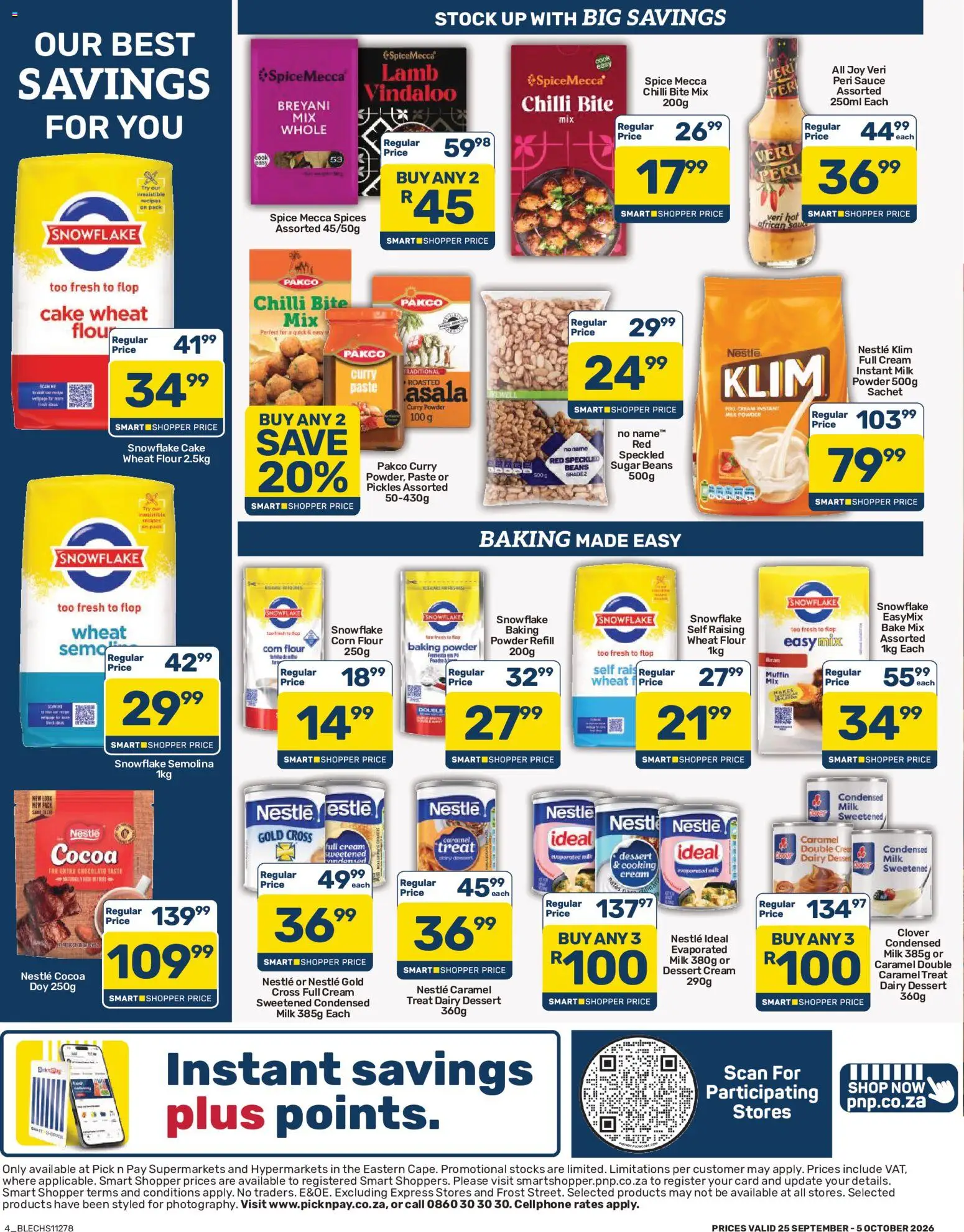 New Pick n Pay catalogue – valid from 25/09/2026 | Page: 4 | Products: Cocoa, Stock, Curry powder, Chilli