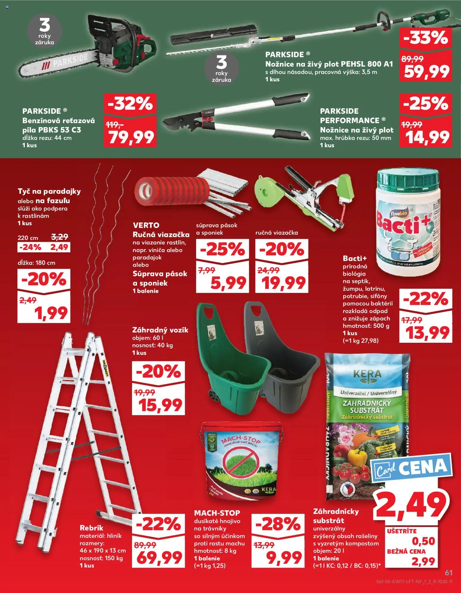 Nové Kaufland akcie – leták je platný od 23.04.2026 | Strana: 61 | Produkty: Reťazová píla, Nožnice na živý plot, Píla, Parkside