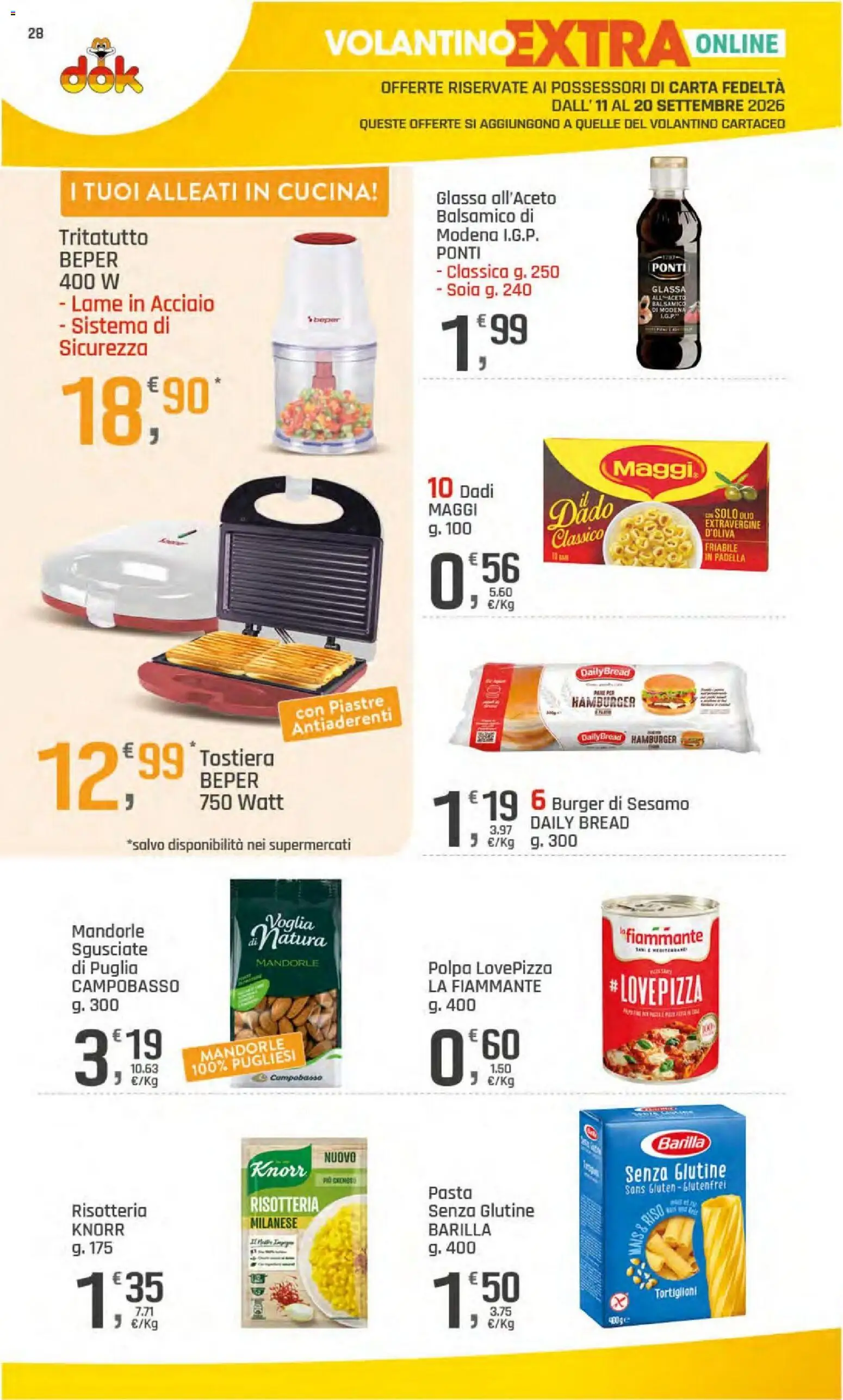 Volantino DOK del 11/09/2026 | Pagina: 28 | Prodotti: Senza glutine, Riso, Pasta, Glassa