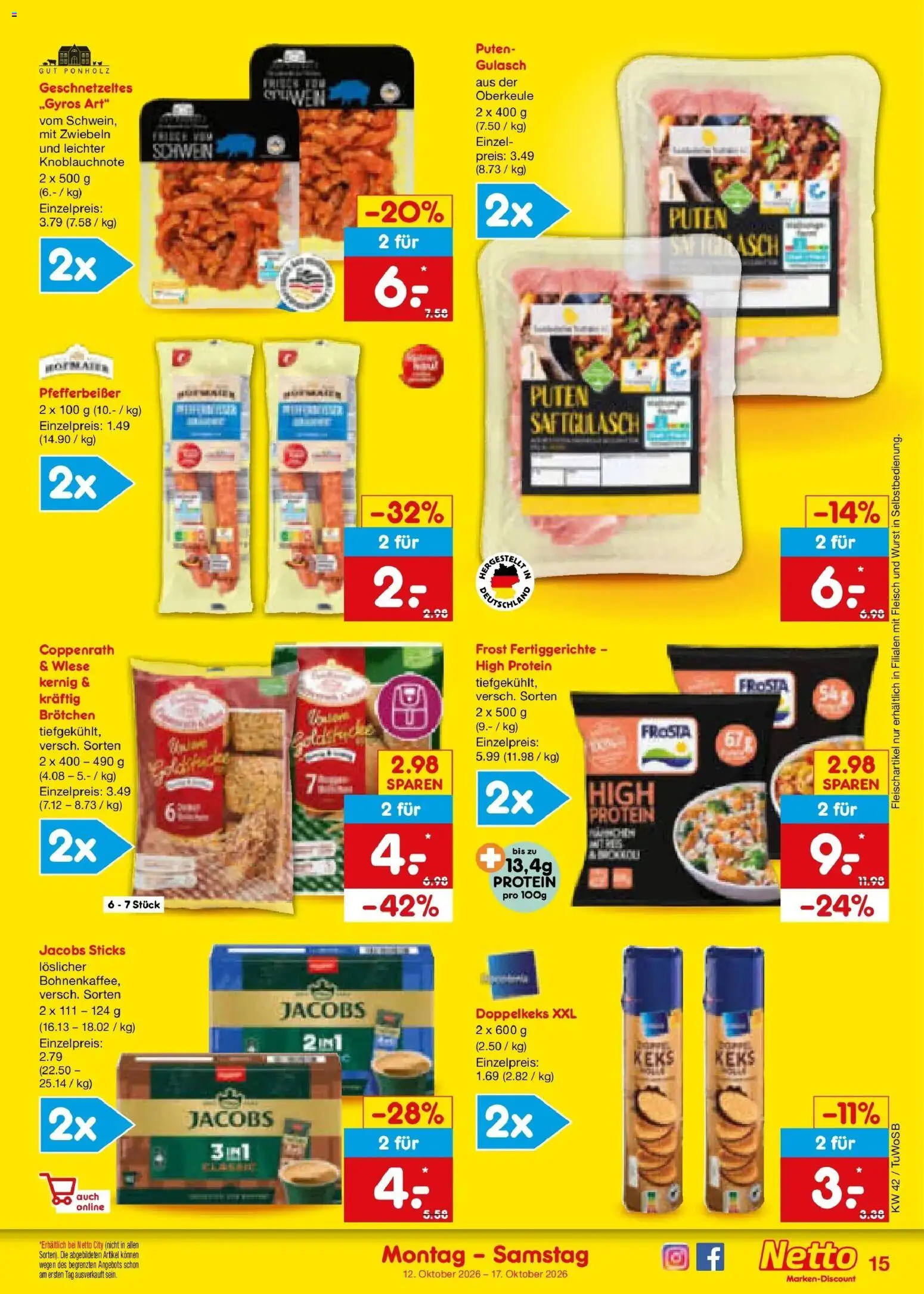 Netto Marken-Discount Prospekt Sindelfingen (ab 12.10.2026) » Angebote | Seite: 17 | Produkte: Frosta, Zwiebeln, Fertiggerichte, Wurst