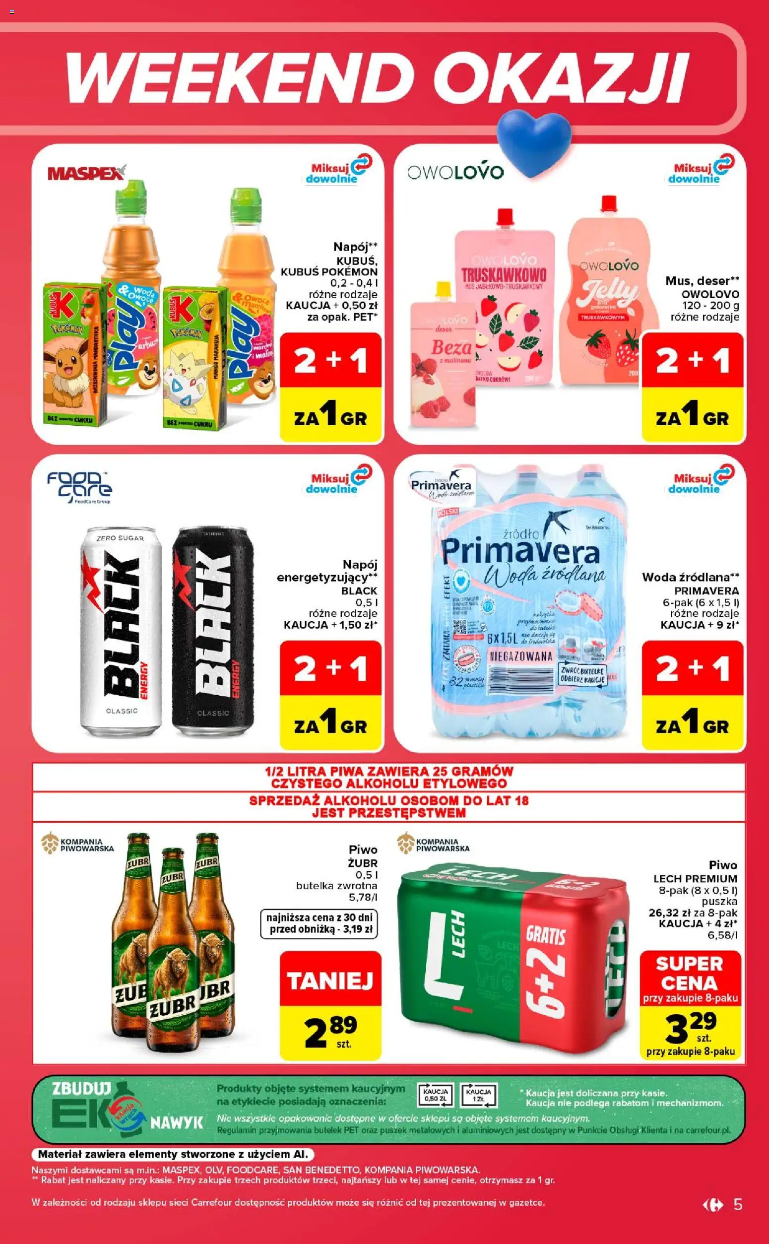 Carrefour gazetka - Weekend okazji od 27.08.2026 | Strona: 5 | Produkty: Mango, Brzoskwinia, Piwo, Woda