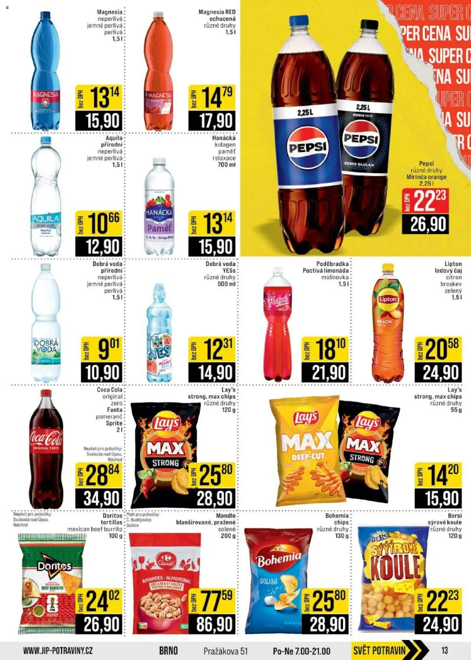 Jip leták - Cash & Carry od 20.05.2026 | Strana: 13 | Produkty: Voda, Sýrové koule, Sprite, Mandle
