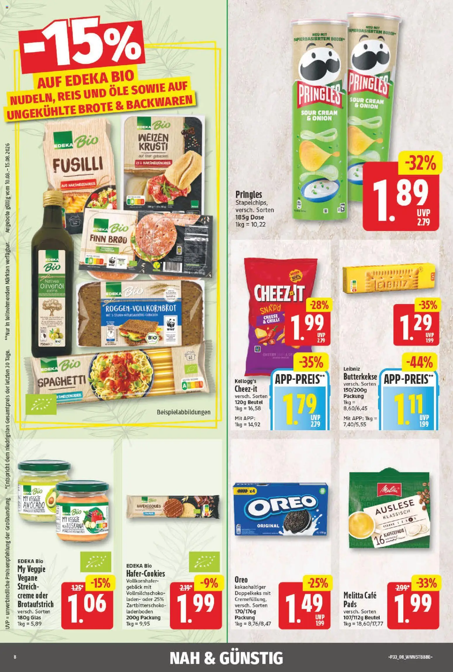 NP Discount Prospekt – gültig ab 10.08.2026 | Seite: 8 | Produkte: Melitta, Olivenol, Kellogg's, Butterkekse