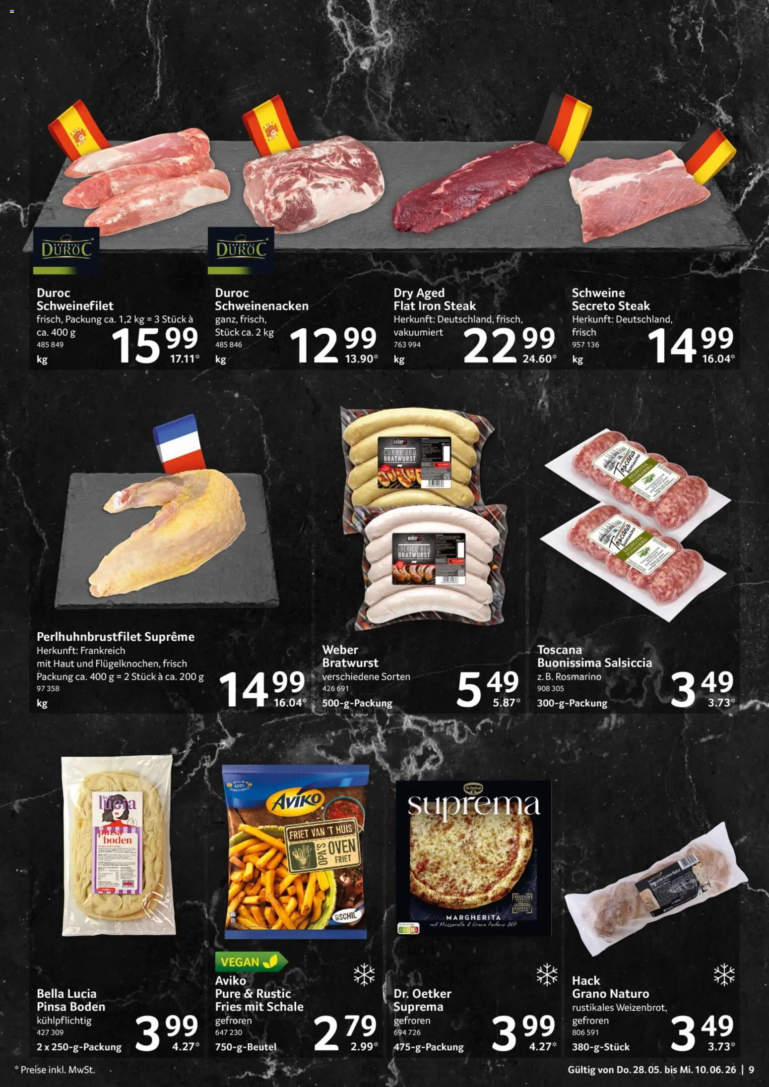 Selgros Genießer & Feinschmecker – gültig ab 28.05.2026 | Seite: 9 | Produkte: Mozzarella, Schweinenacken, Baguette, Schweinefilet