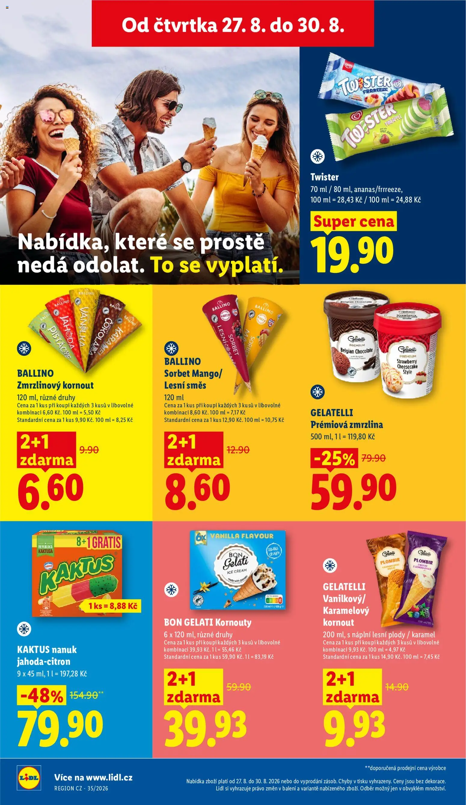 Lidl leták od 27.08.2026 | Strana: 33 | Produkty: Zmrzlina Gelatelli, Nanuk, Vanilka, Gelatelli