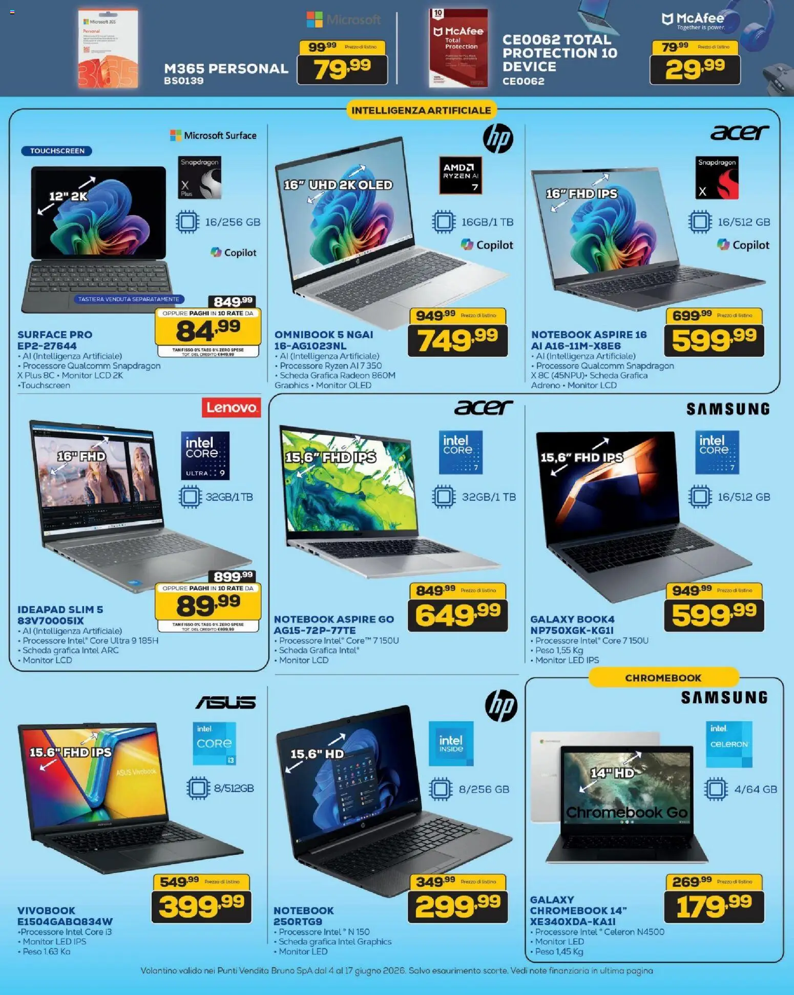 Volantino BRUNO del 04.06.2026 | Pagina: 17 | Prodotti: Monitor, Notebook, Tastiera, Samsung