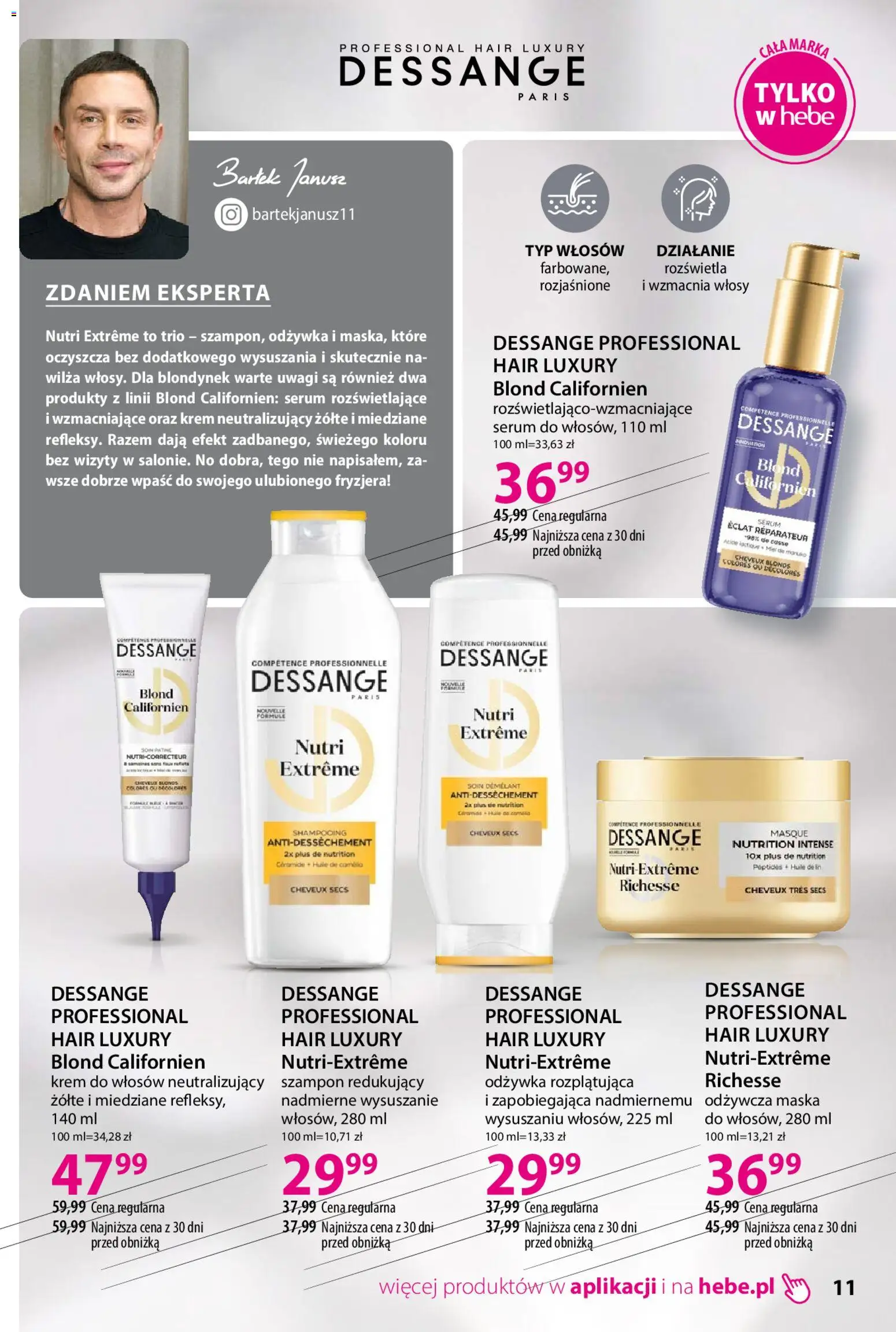 Hebe gazetka - Katalog od 04.08.2026 | Strona: 11 | Produkty: Szampon, Odżywka, Maska, Krem