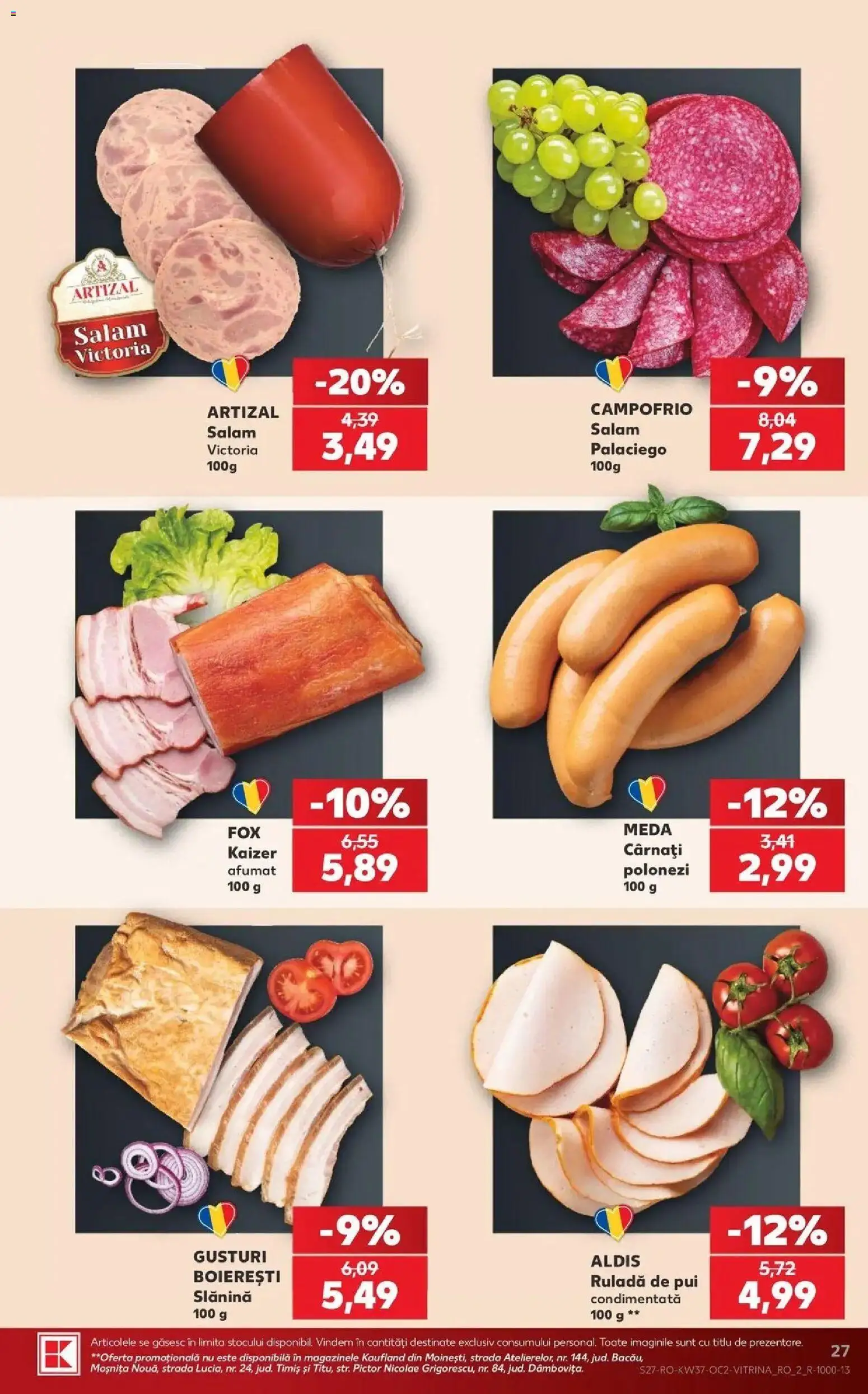 Kaufland Deva 09.09.2026 - Revista si Oferta | Pagină: 27 | Produse: Slanina, Pui, Ruladă, Salam