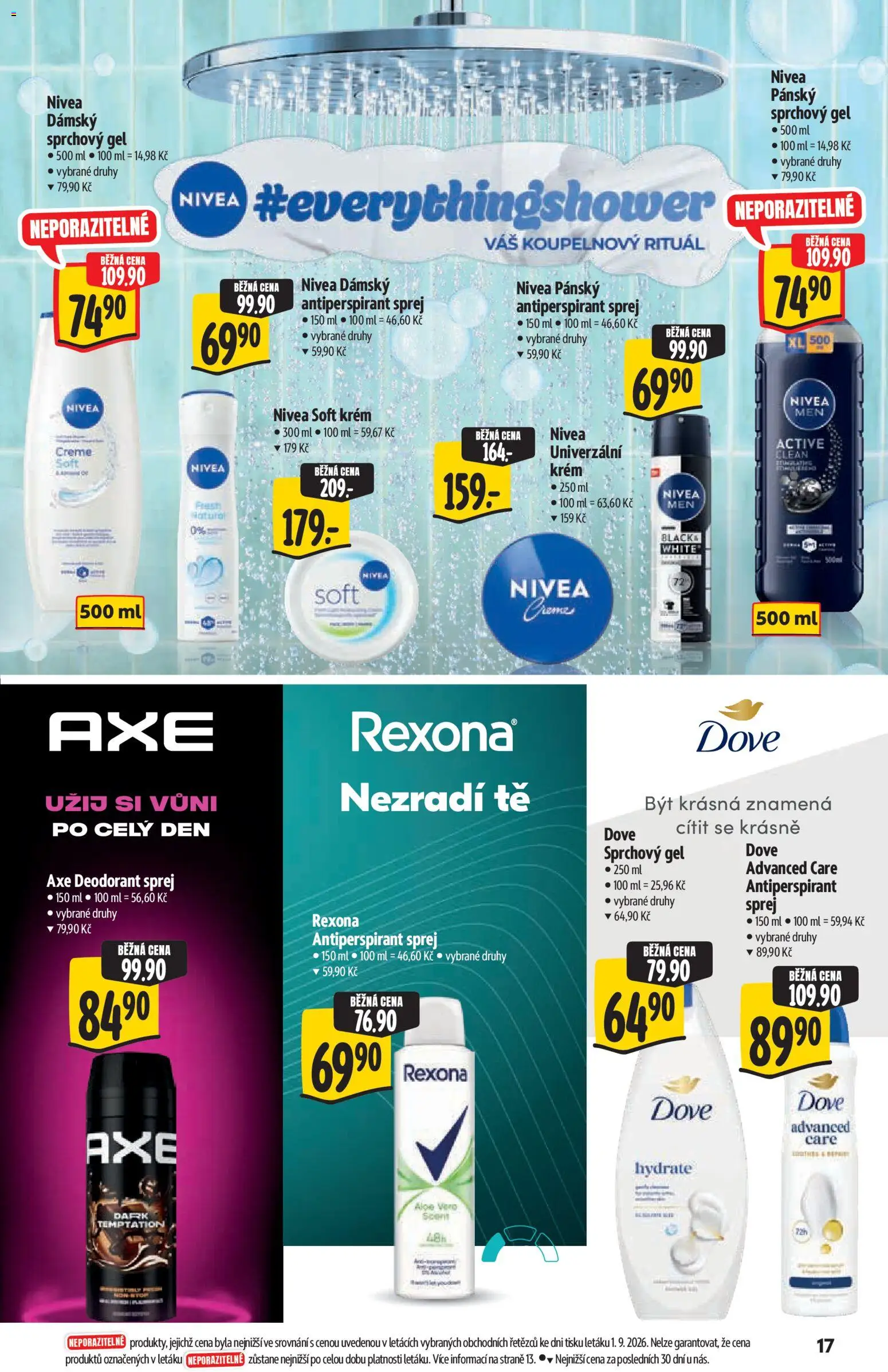 Albert katalog - Supermarket od 09.09.2026 | Strana: 17 | Produkty: Antiperspirant, Nivea, Krém, Crema