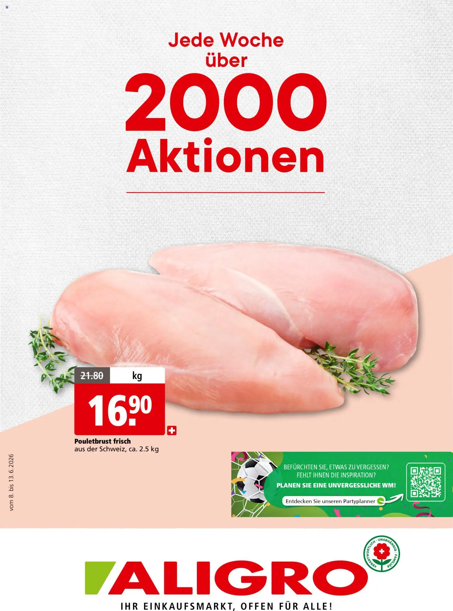 Aligro aktionen 2000 Chavannes, Matran, Genf, Sitten – gültig ab 08.06.2026 | Seite: 1 | Produkte: Pouletbrust