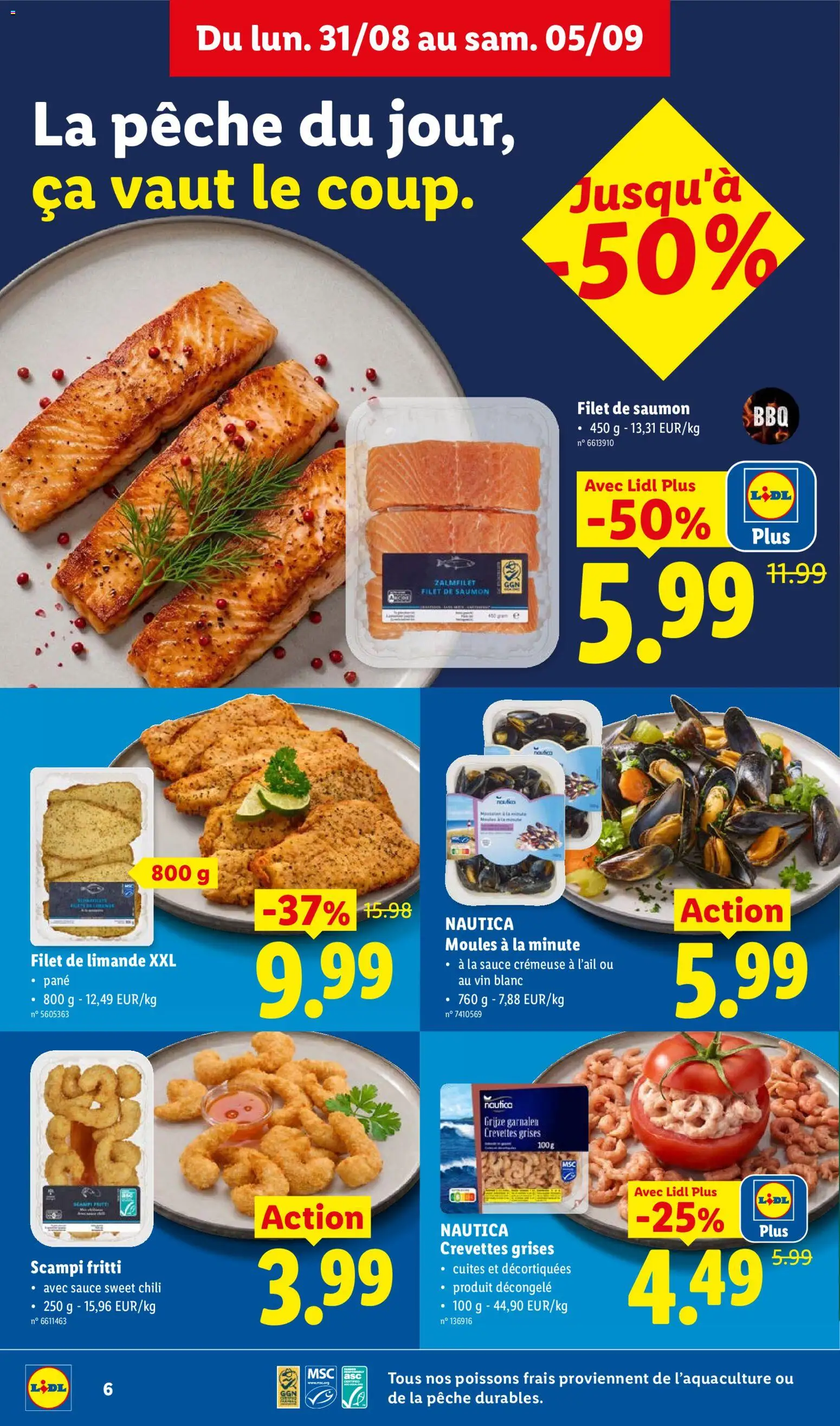 {H1} | Pagina: 6 | Producten: Scampi, NOS, Filet, Garnalen