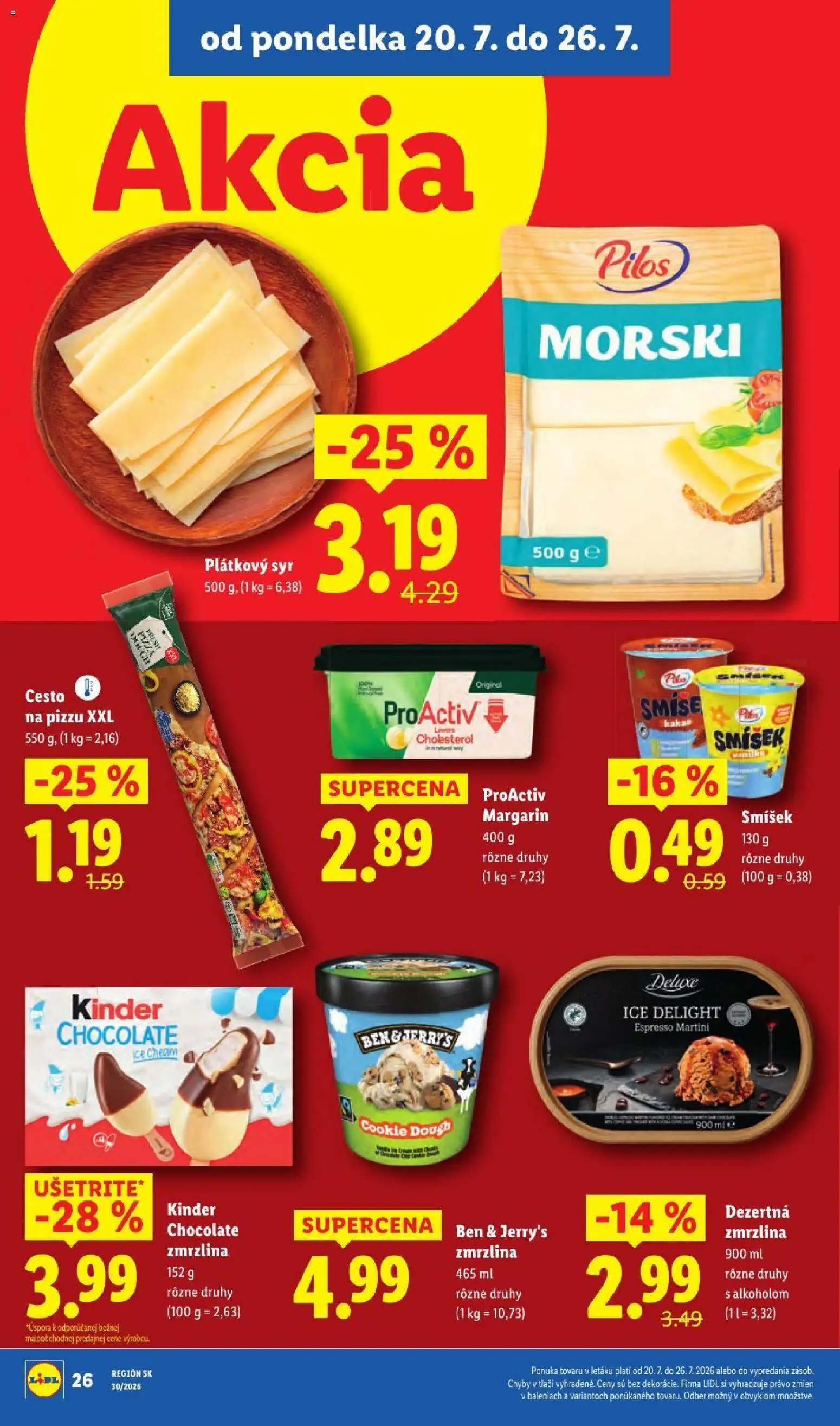 Nové Lidl akcie – leták je platný od 20.07.2026 | Strana: 42 | Produkty: Syr, Pizza, Kinder, Kakao